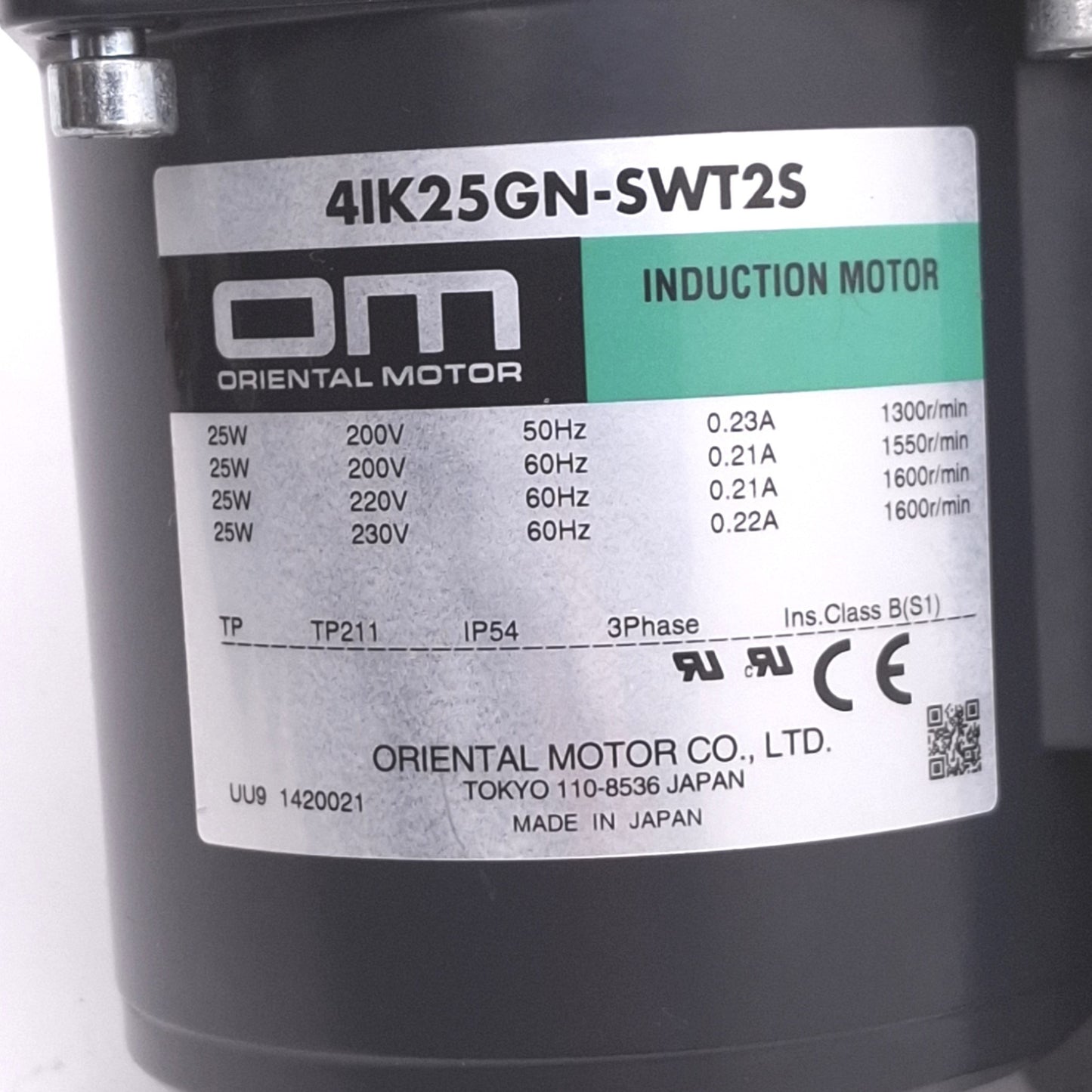 Used Dorner Oriental Motor 62M036PL423EN Gearmotor for Conveyors, 36:1, 3ph 230VAC