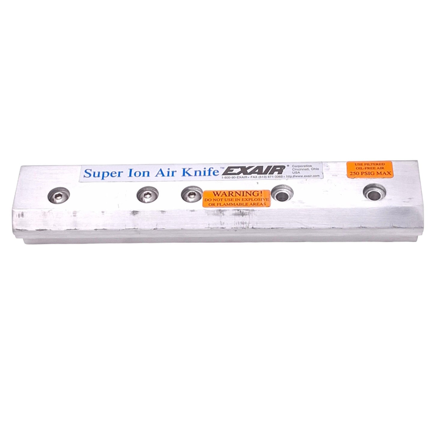 Used Exair 112009 Super Ion Air Knife, 9in Length, 250psi Max, Aluminum, 1/4in NPT