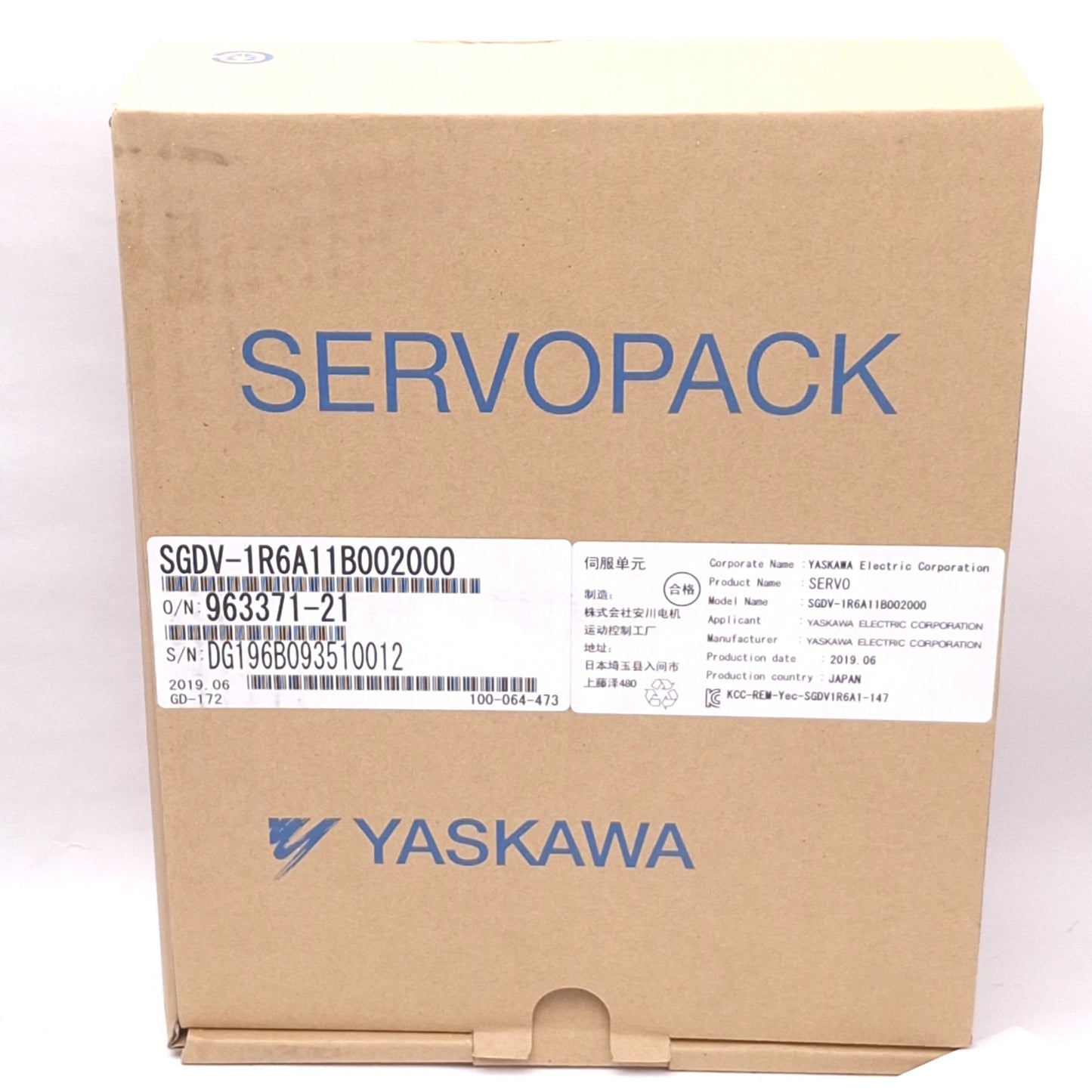Used Yaskawa SGDV-1R6A11B002000 SERVOPACK AC Servo Drive, 3-ph 0-230VAC 0-400Hz 200W