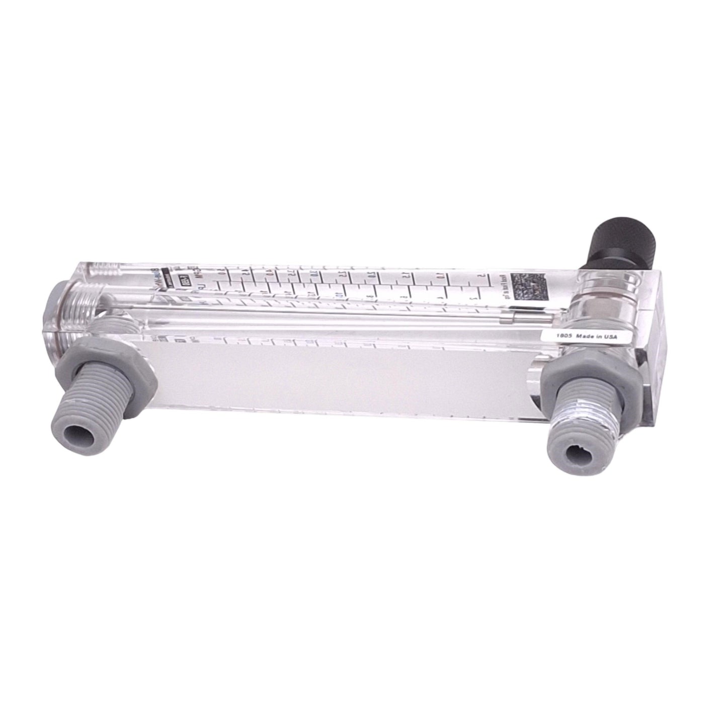Used Blue-White F-55020L Flow Meter, 2-20LPM/0.5-5.0GPM, 250psi 200F Max, 1/2in NPT