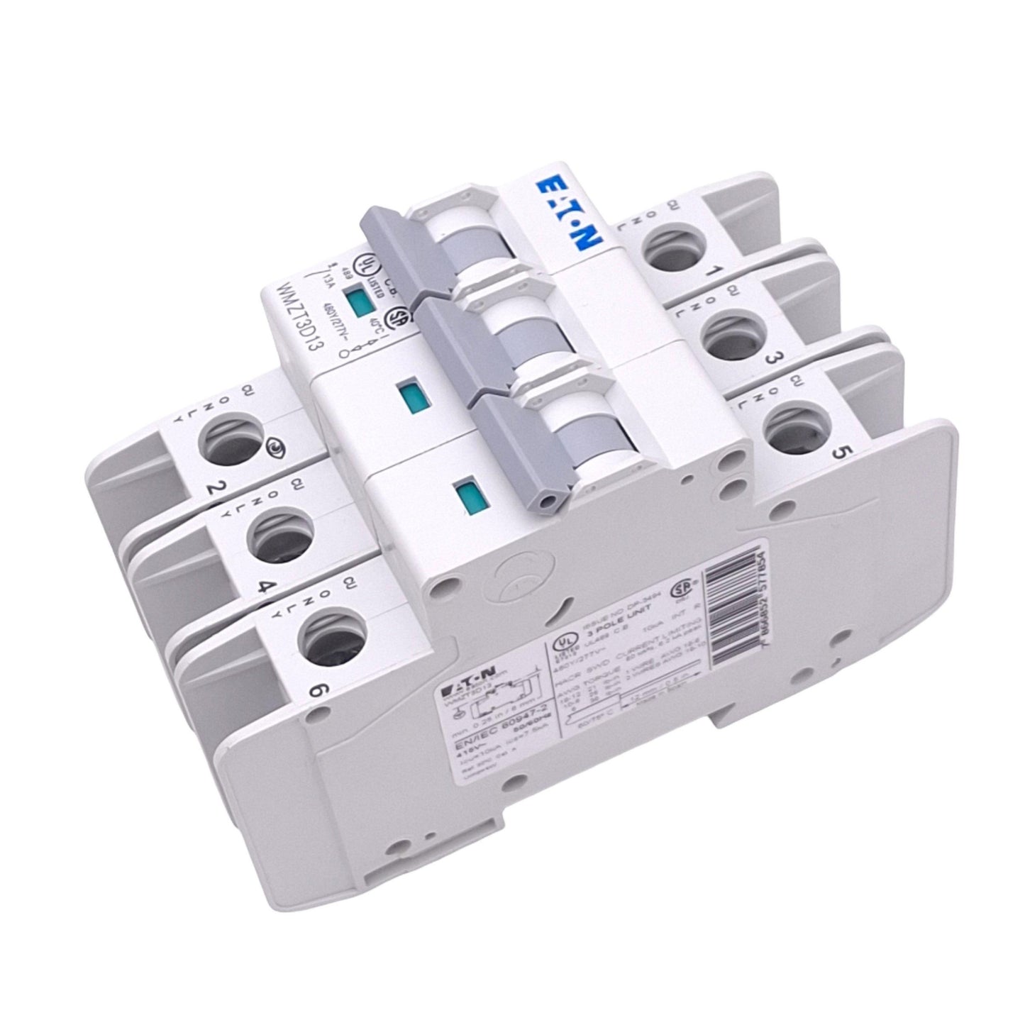 New Eaton WMZT3D13 Circuit Breaker, 3-Pole, 13A, 480Y/277VAC Max, DIN Rail