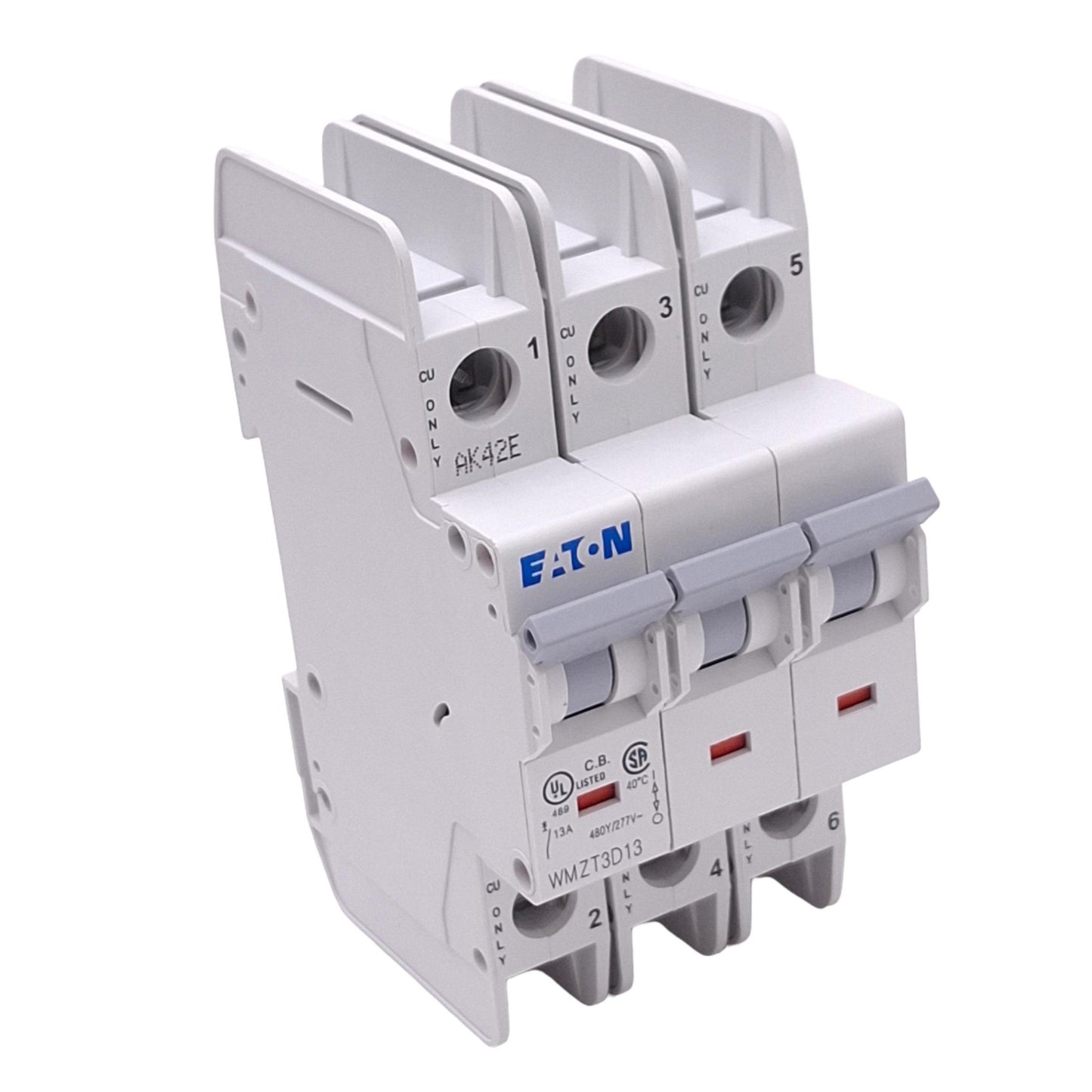 New Eaton WMZT3D13 Circuit Breaker, 3-Pole, 13A, 480Y/277VAC Max, DIN Rail