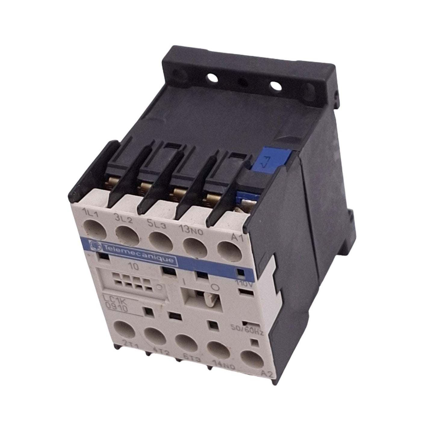 Used Telemecanique LC1K0910F7 Contactor, 3-Pole, 1NO Aux, 9A Max, 110VAC Coil