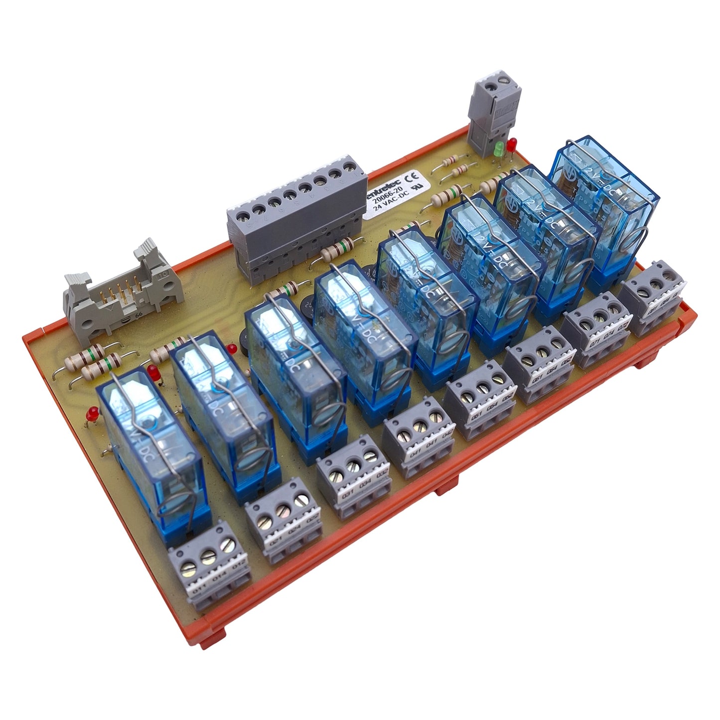 Used Entrelec 20066-20 Relay Interface Module 8-Position, 24VAC/DC, DIN Rail