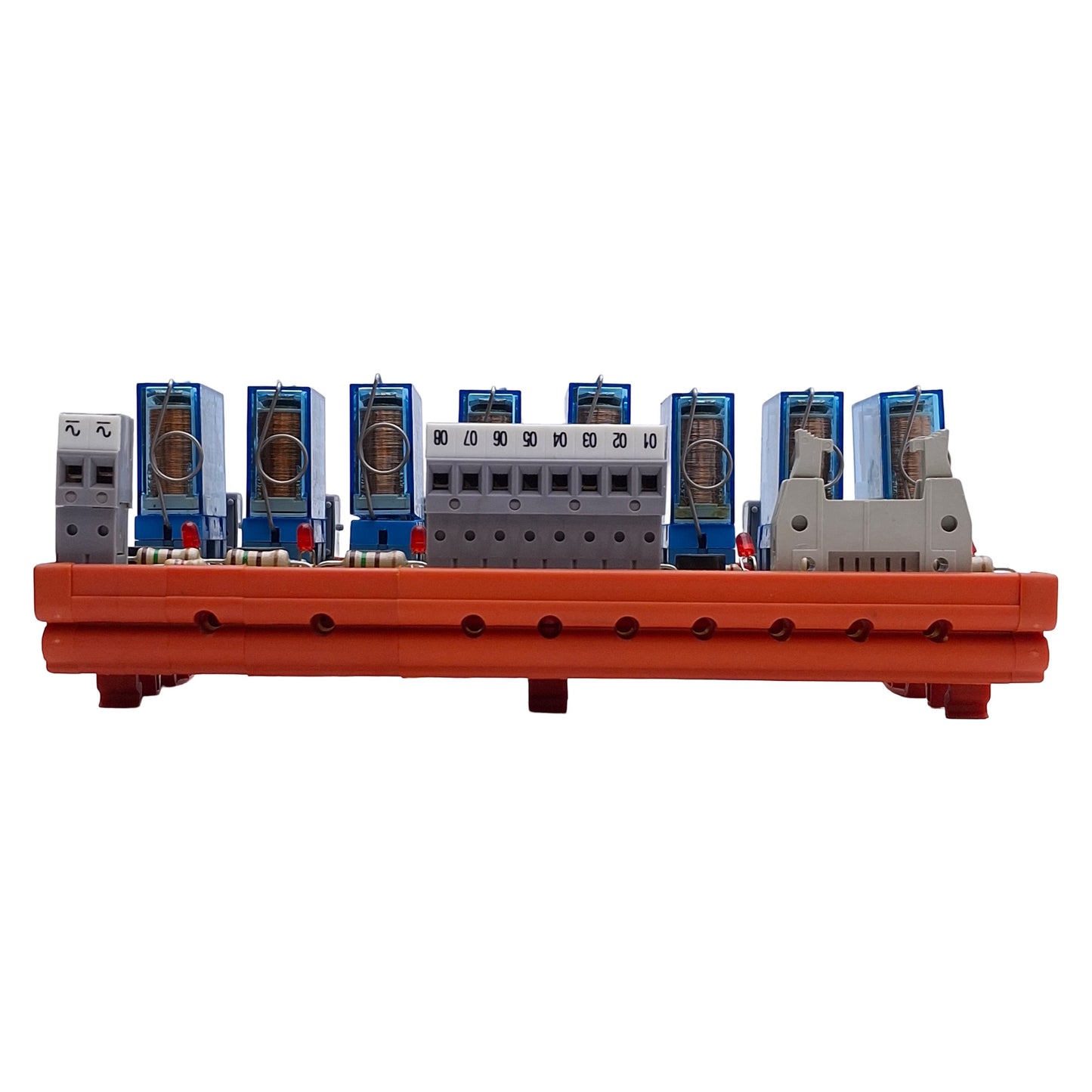 Used Entrelec 20066-20 Relay Interface Module 8-Position, 24VAC/DC, DIN Rail