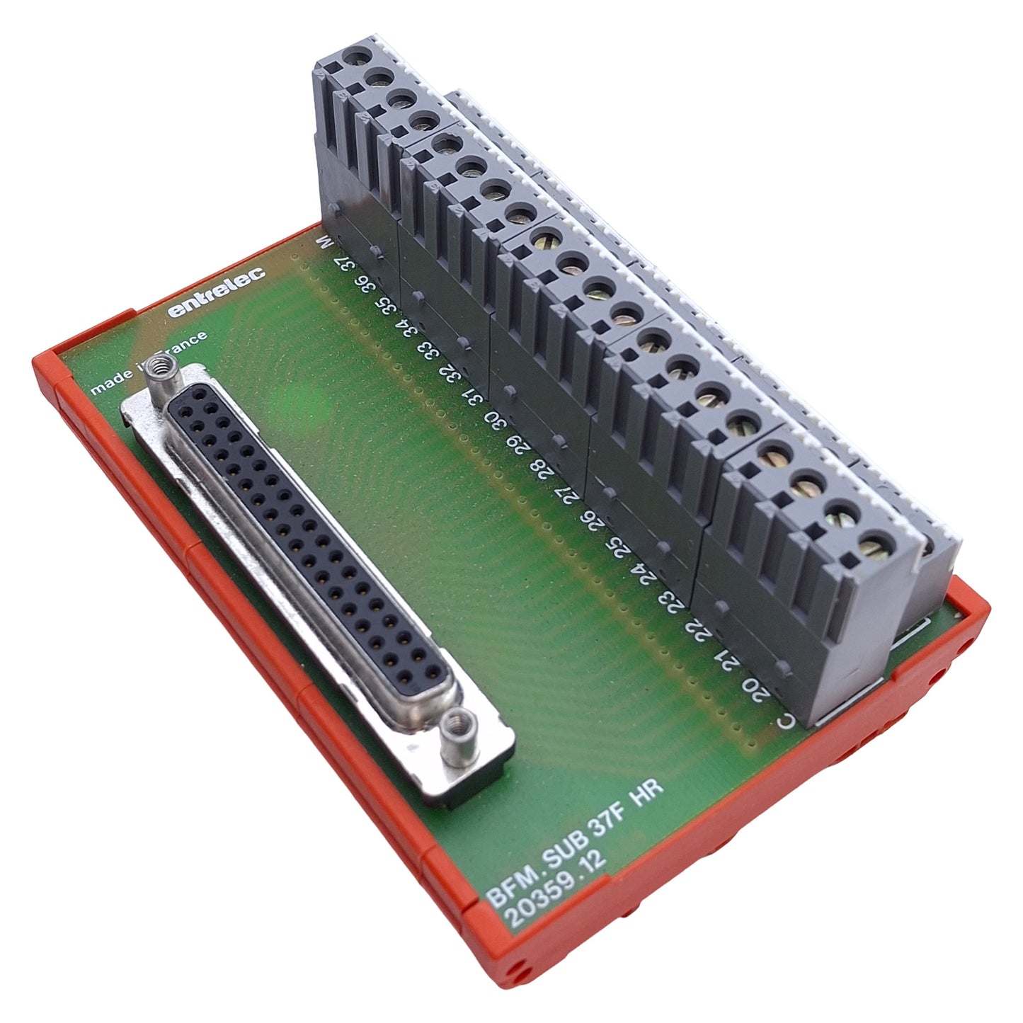 Used Entrelec BFM.SUB 37F HR 20359.12 Breakout Board, D-Sub 37-Pin Female, DIN Rail
