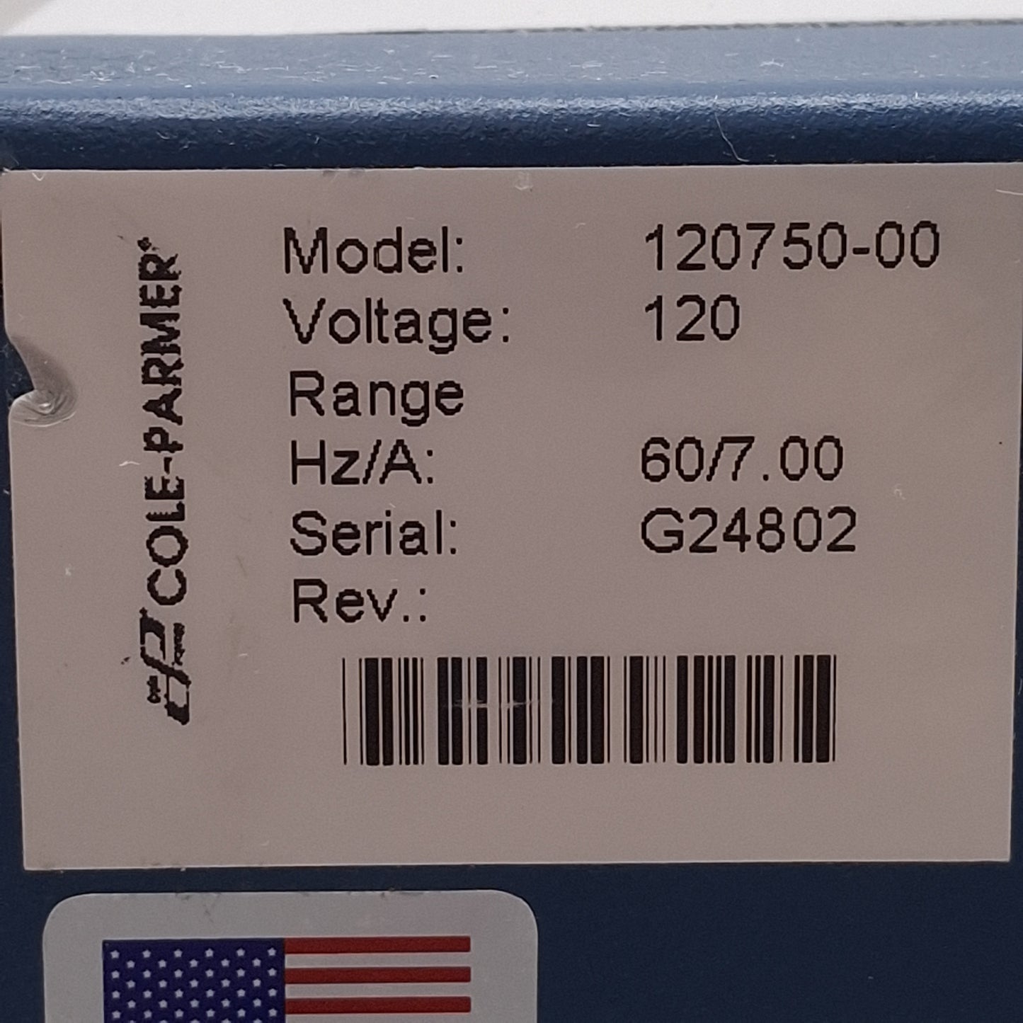 Used Cole Parmer 120750-00 Polystat Recirculating Chiller -25°C~+45°C, 3/8NPT, 120VAC