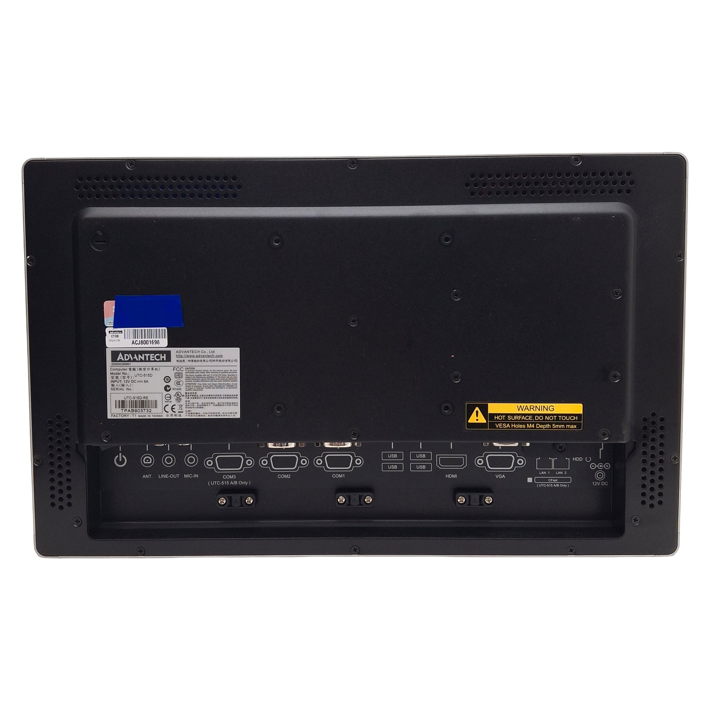 Used Advantech UTC-515D-RE Touch Computer 15.6in, Resistive, 4GB RAM, 12VDC, VESA 100