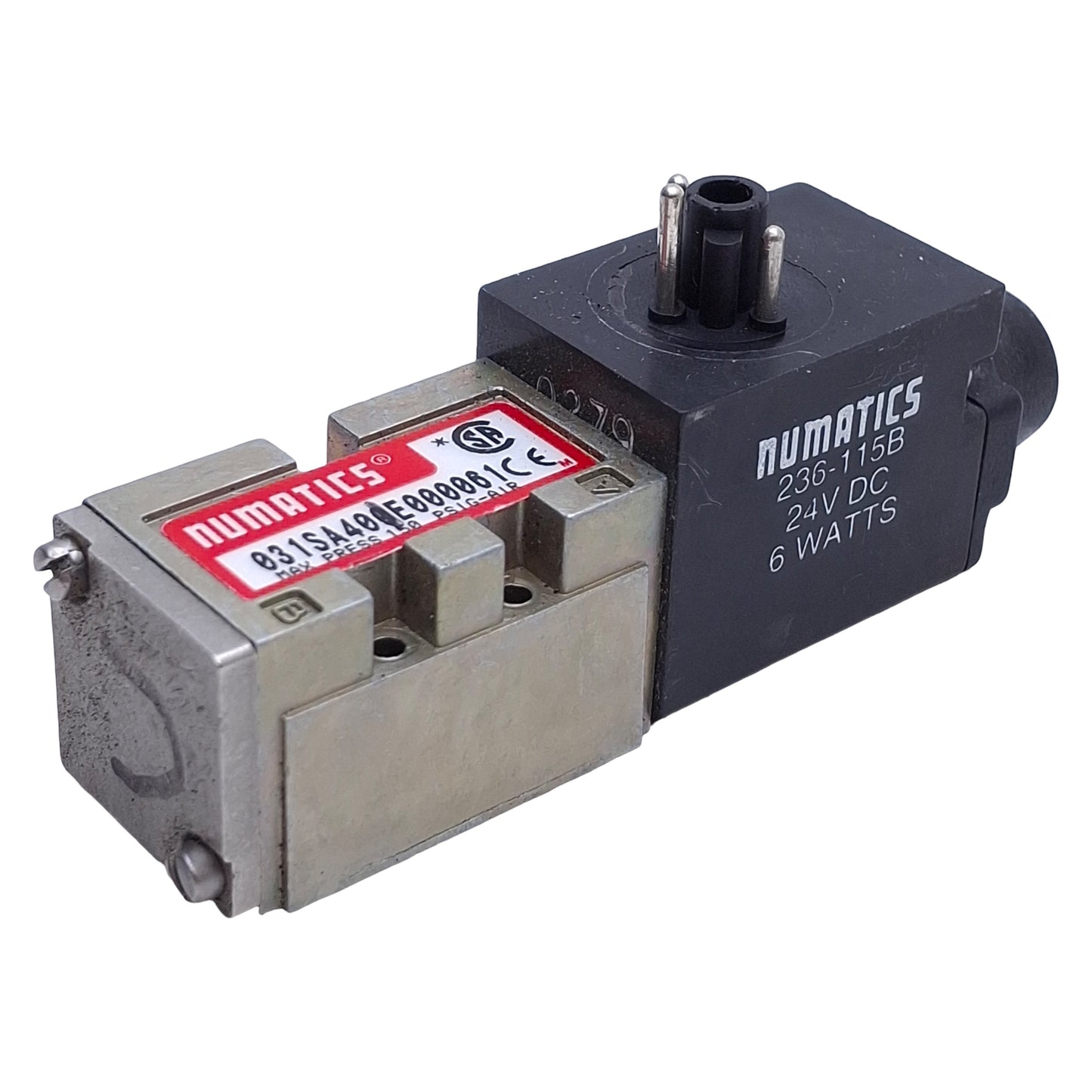 Used Numatics 031SA400E000061 Solenoid Valve 2-Position 4-Way, 150psig, 24VDC Coil