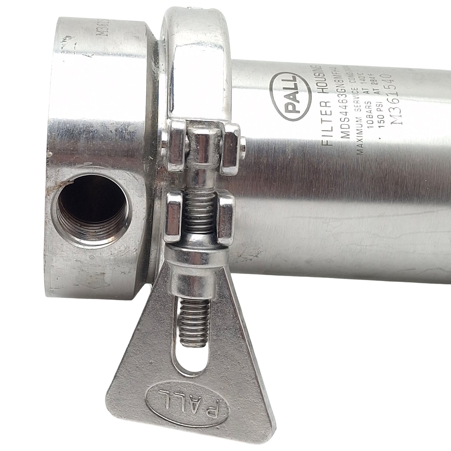 Used PALL MDS4463GN8MFH4 Filter Housing, 5.4in L, 1/2in NPT, 150psi Max, 7.5L/min