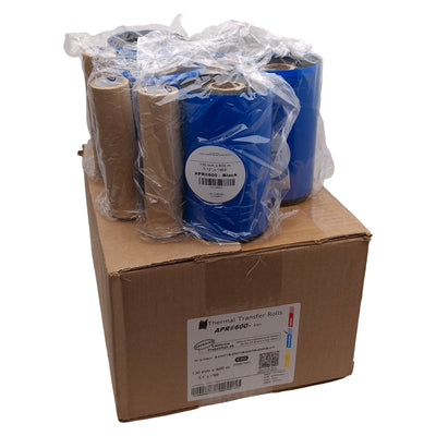 New Lot of 5 ARMOR-IIMAK T21355ZA APR600 Wax/Resin Ribbon, Black, 130mm x 600m