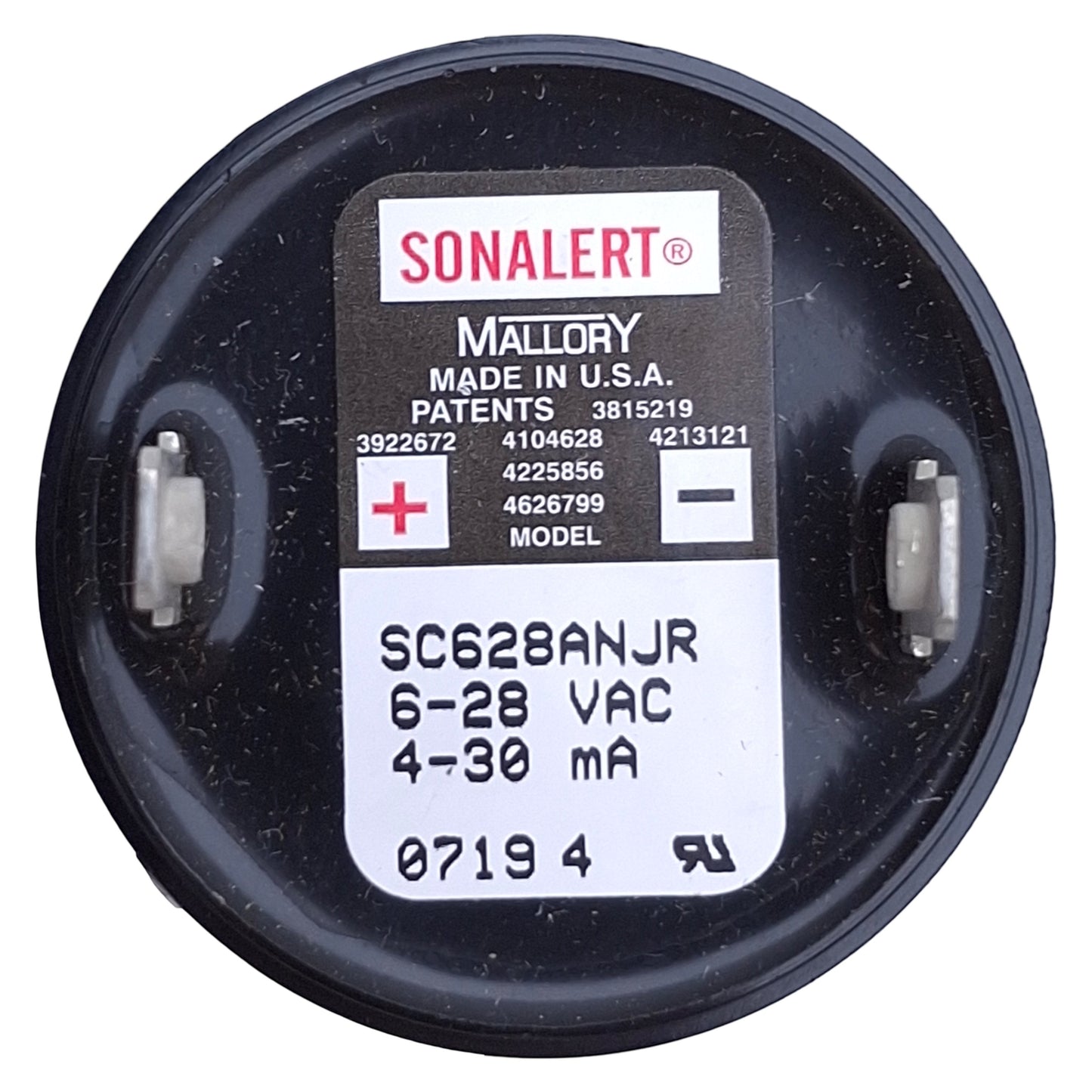 Used Mallory SC628ANJR Sonalert Audio Pulse Indicator 6-28VAC/DC, 4-30mA, 90-130dB