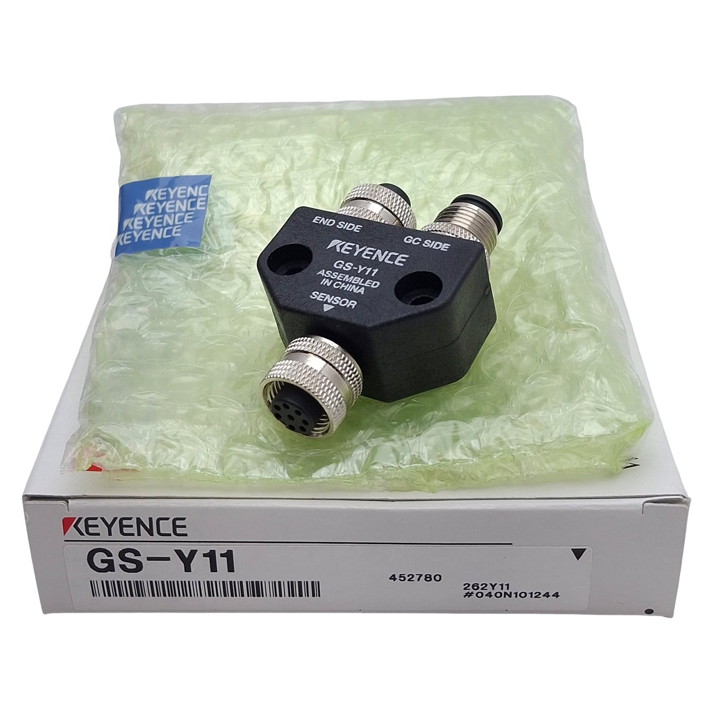 New Keyence GS-Y11 Y-Shaped Connector, 5-Pin M12 M x 5-Pin M12 F x 8-Pin M12 F