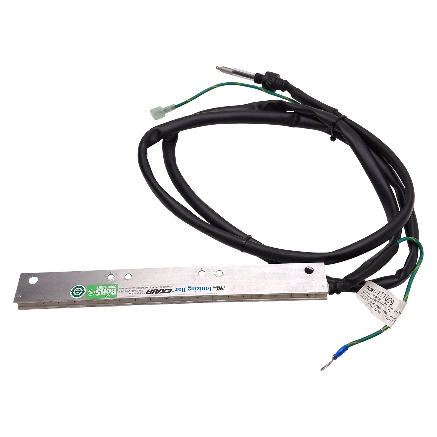 Used Exair 111009 Super Ion Air Knife Ionizing Bar, 9in Length, 5ft Cable, 5kV Supply