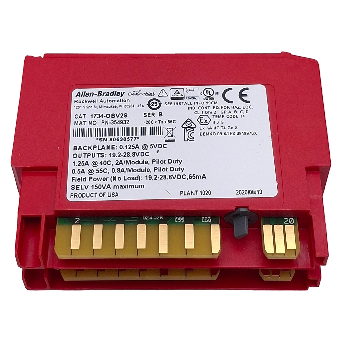 New Allen Bradley 1734-OBV2S POINT Guard I/O Output Module, 4-Point, 24VDC