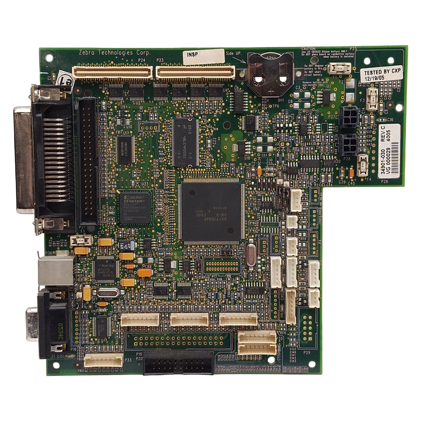 Used Zebra 34901-030 Rev C Main Control Board, Serial, USB, For 170XiIII+ Printer