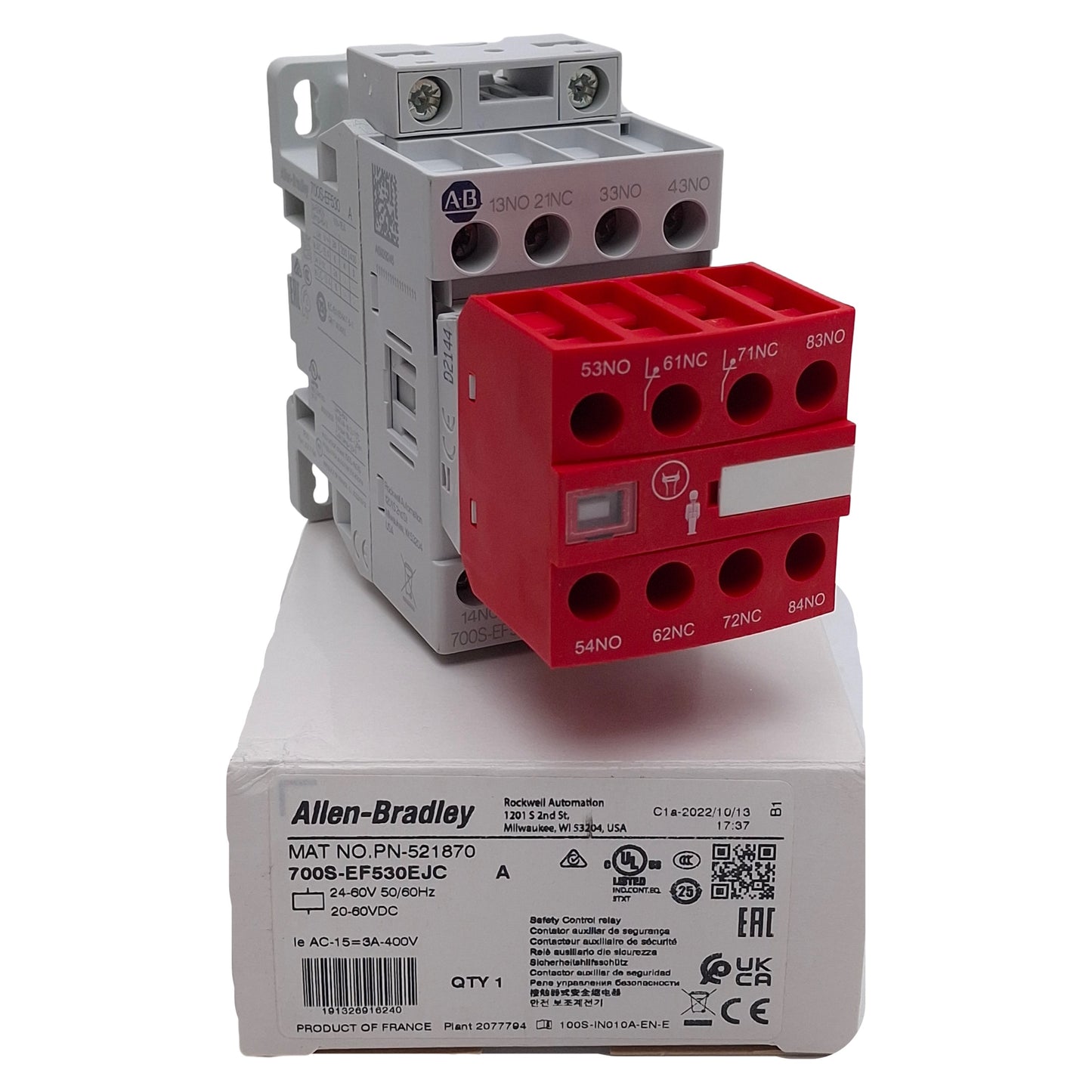 New Allen Bradley 700S-EF530EJC Safety Control Relay, 8-P 5NO/3NC, 24-60VAC/20-60VDC