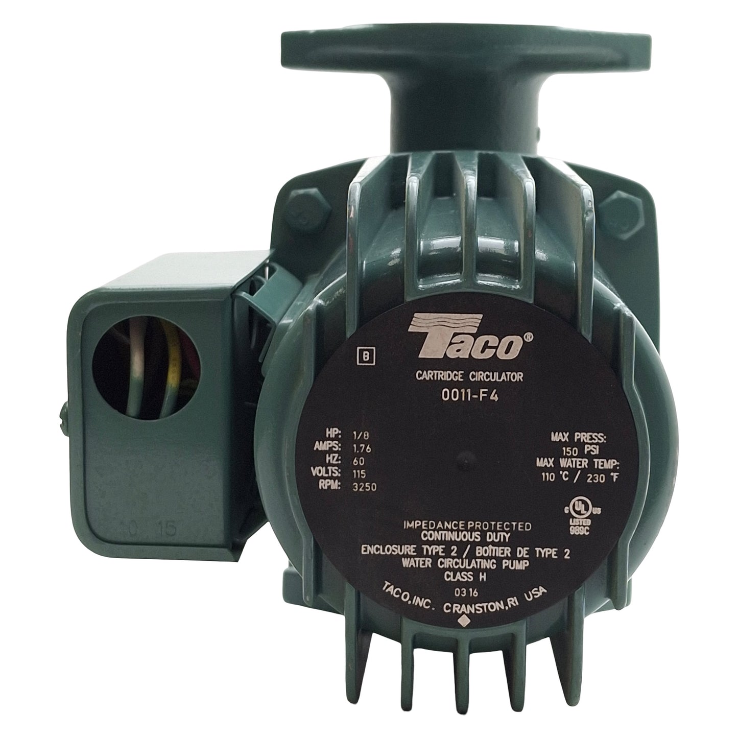 New – Open box Taco 0011-F4 Cast Iron Cartridge Circulator Water Pump, 1/8HP, 31GPM, 115VAC