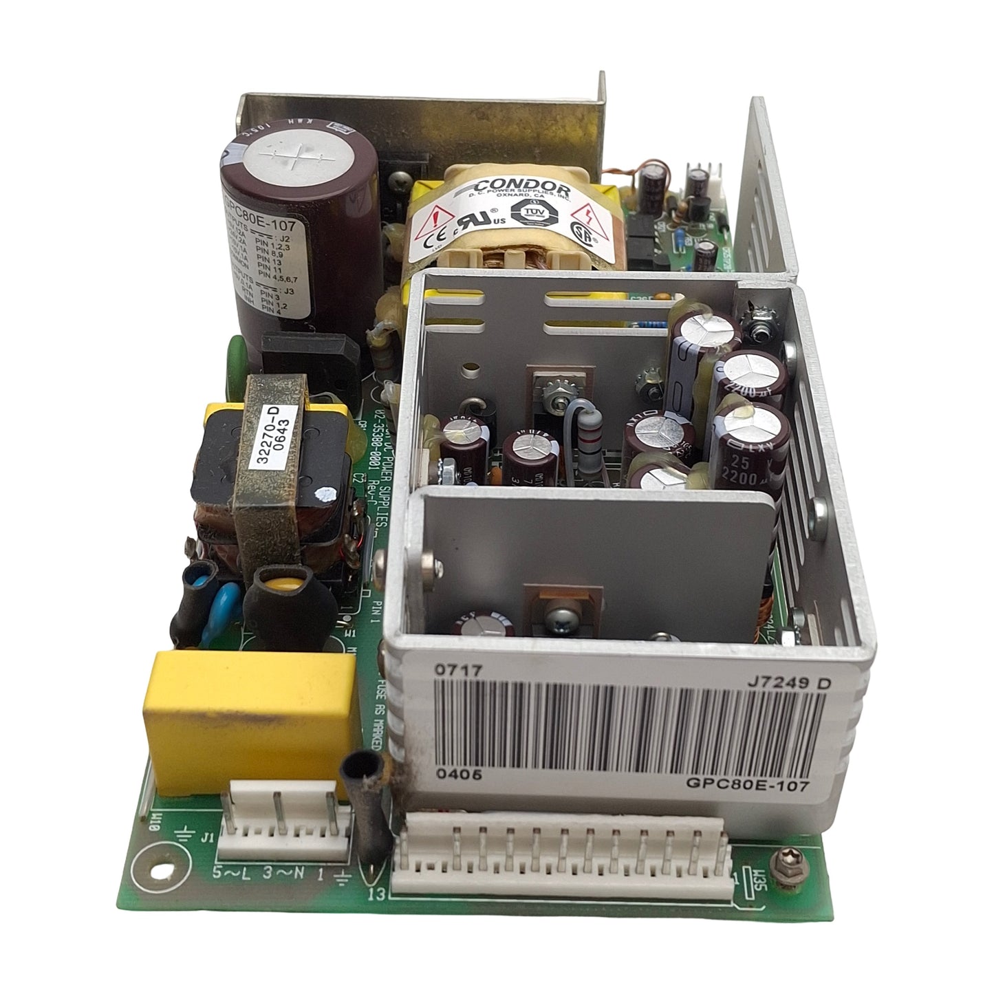 Used Condor GPC80E-107 Open Frame Power Supply, 100-240VAC In, 5VDC 12A Output