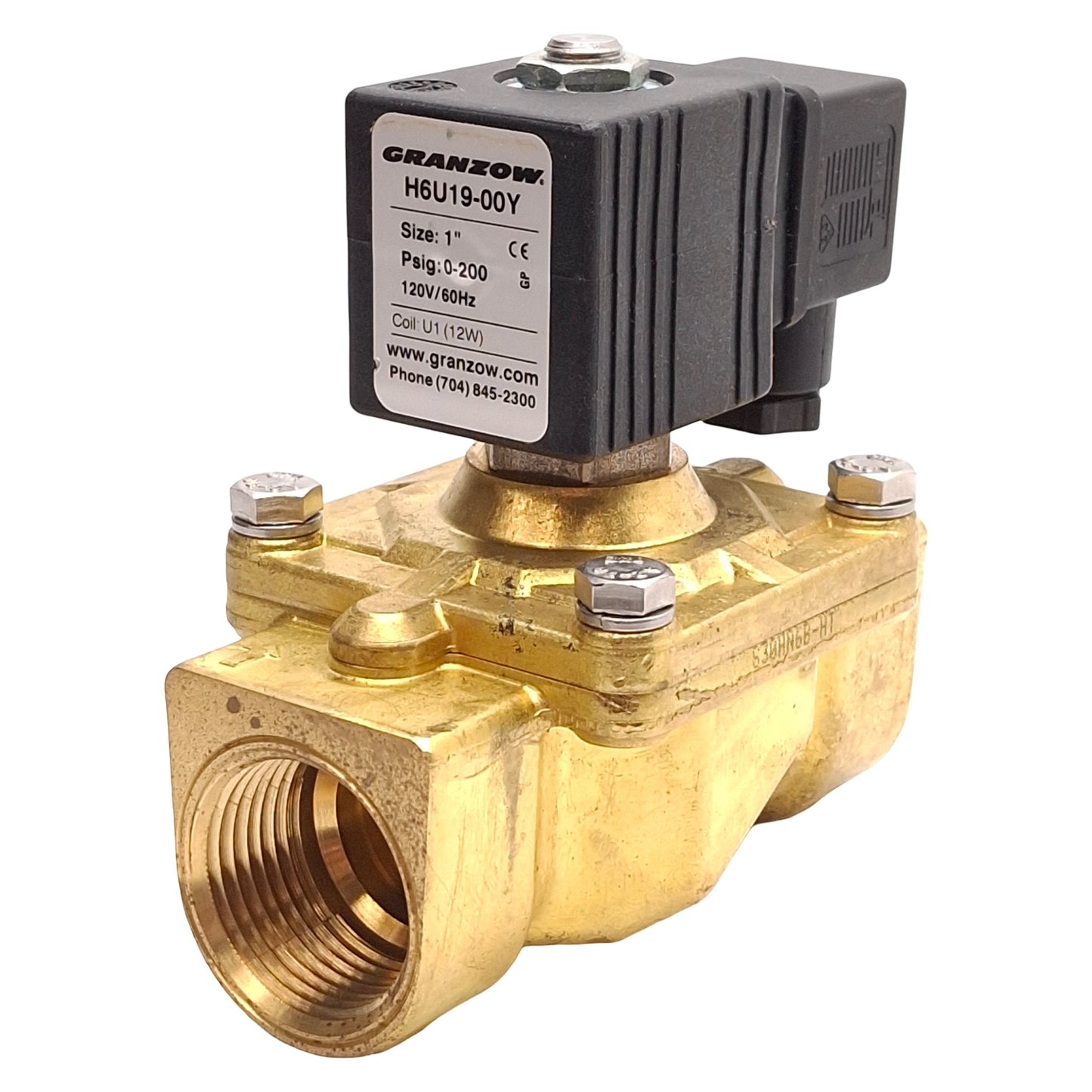 New – Open box Ganzow H6U19-00Y Solenoid Valve, 2-Way NC, Brass, 200psig, 1in NPT, 120VAC Coil
