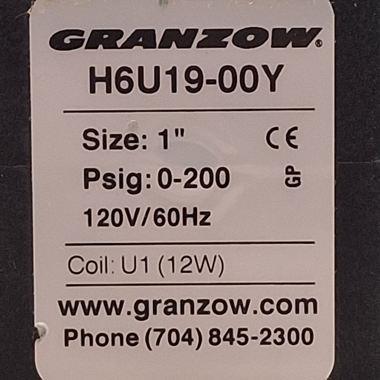 New – Open box Ganzow H6U19-00Y Solenoid Valve, 2-Way NC, Brass, 200psig, 1in NPT, 120VAC Coil