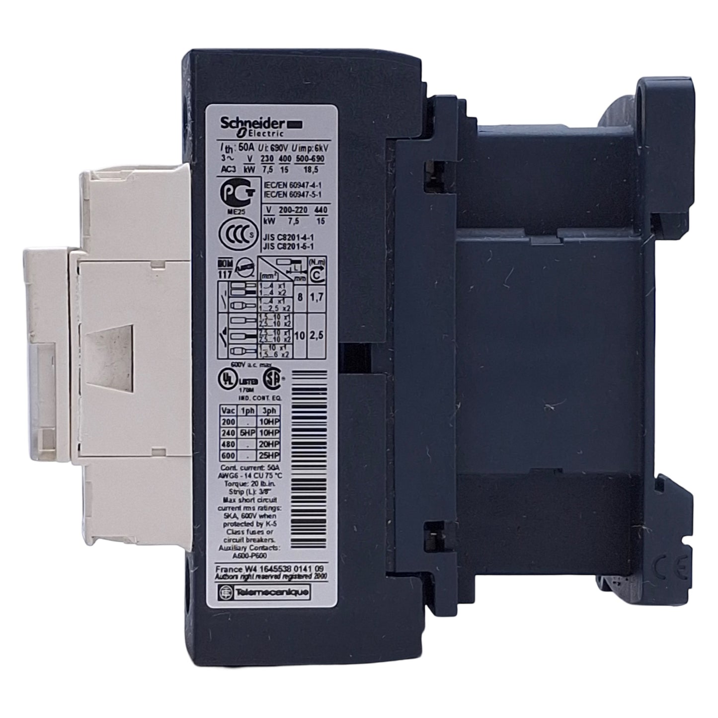 Used Telemecanique LC1D32G7 IEC Contactor 3-Phase, 3NO, 690VAC 32A, 120VAC Coil