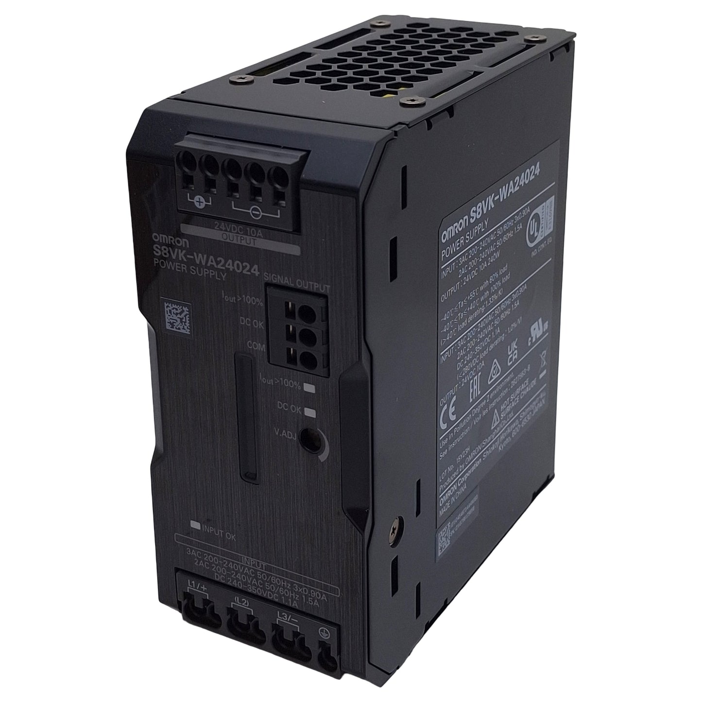 New Omron S8VK-WA24024 Power Supply, 3-Phase 200-240VAC In, 10A 24VDC Out, DIN Rail
