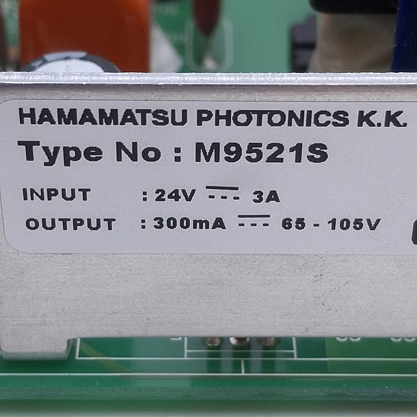 Used Hamamatsu Photonics M9521S Power Supply 24VDC Input, 65-105VDC 300mA Output