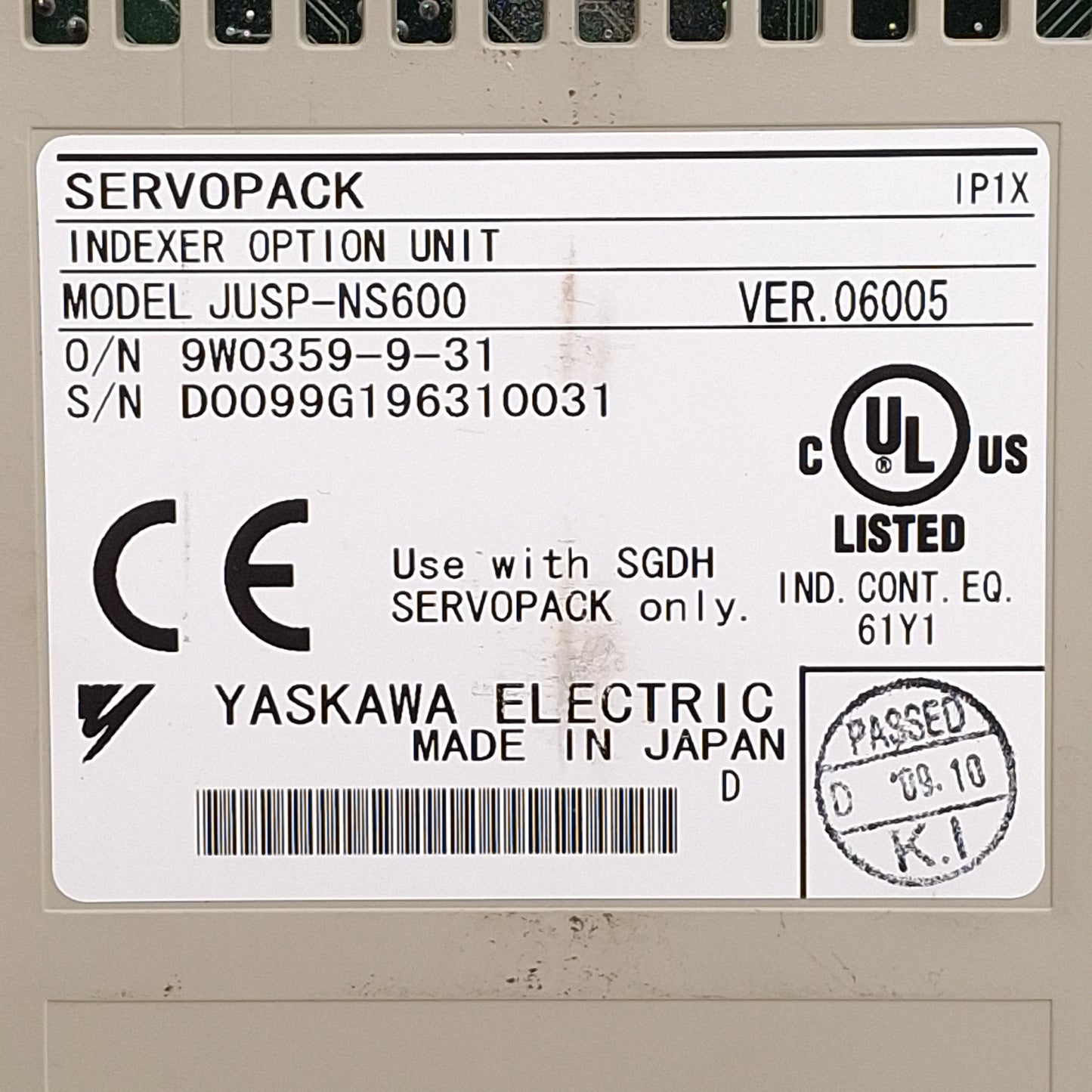 Used Yaskawa JUSP-NS600 Indexer Option Unit For SGDH Sigma-II Servopack / Amplifier