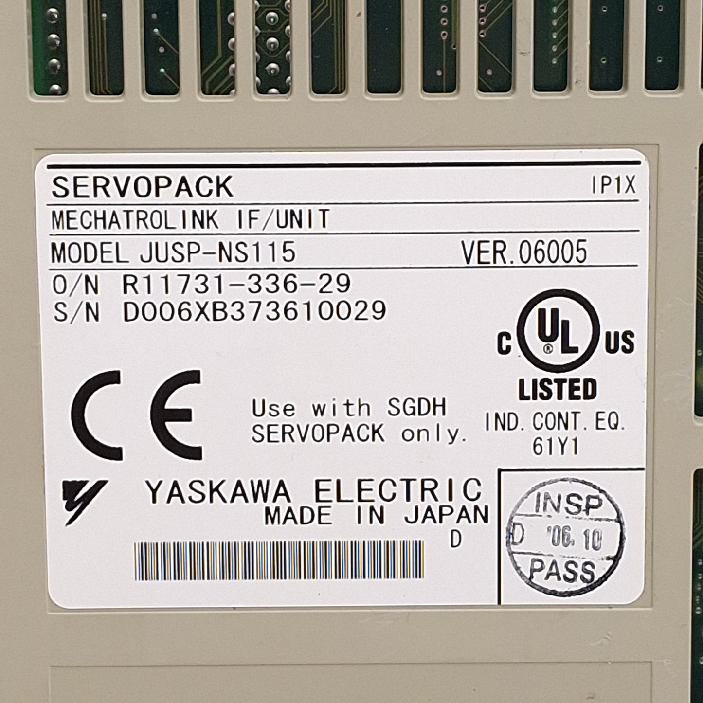 Used Yaskawa JUSP-NS115 MECHATROLINK IF/UNIT For Use With Sigma-II Servopack