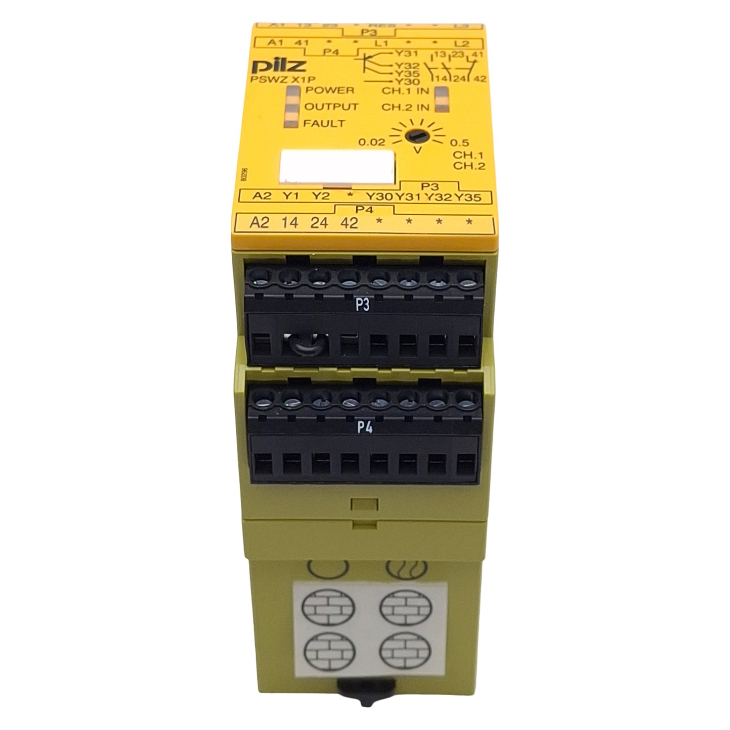 Used Pilz PSWZ X1P 0,5V /24-240VACDC 2n/o 1n/c 2so Safety Relay 2NO/1NC, 24-240VAC/DC