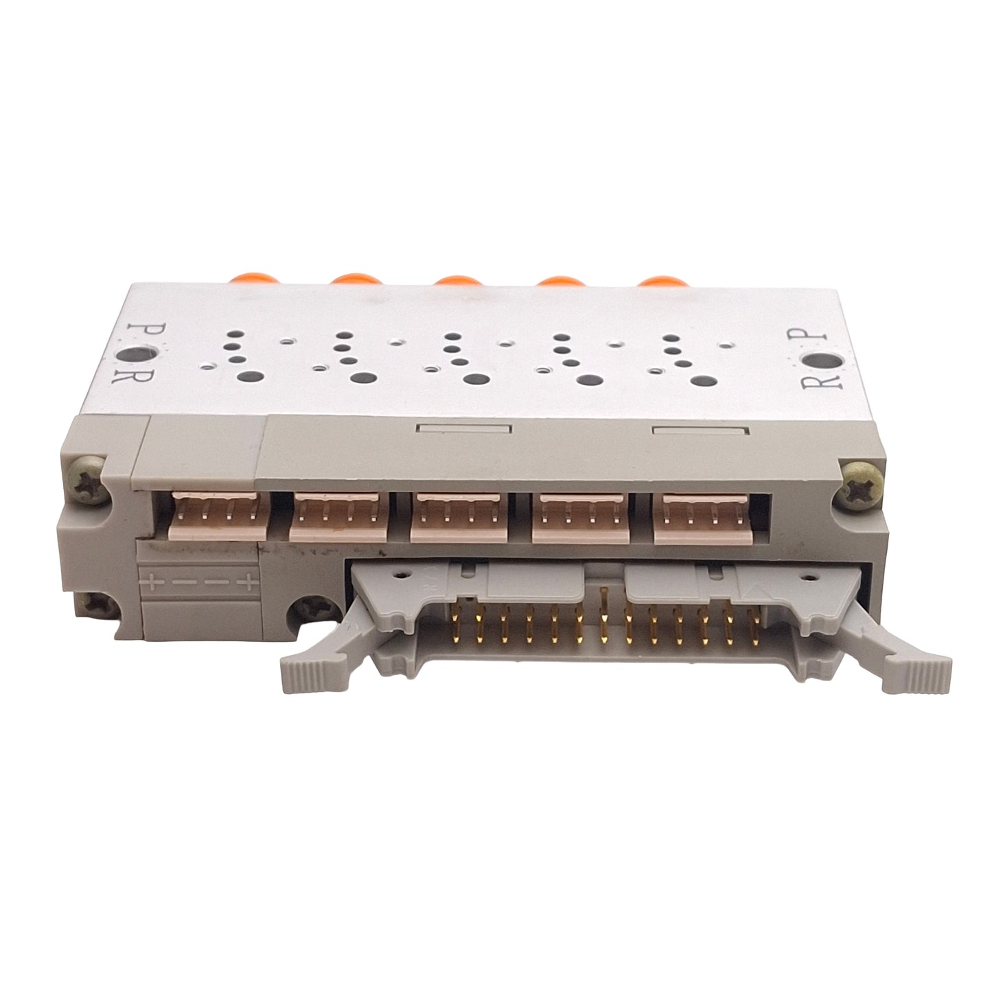 Used SMC SS5YJ3-32P-05-C4 Pneumatic Manifold, Flat Ribbon, 5-Station, ø4mm One-Touch