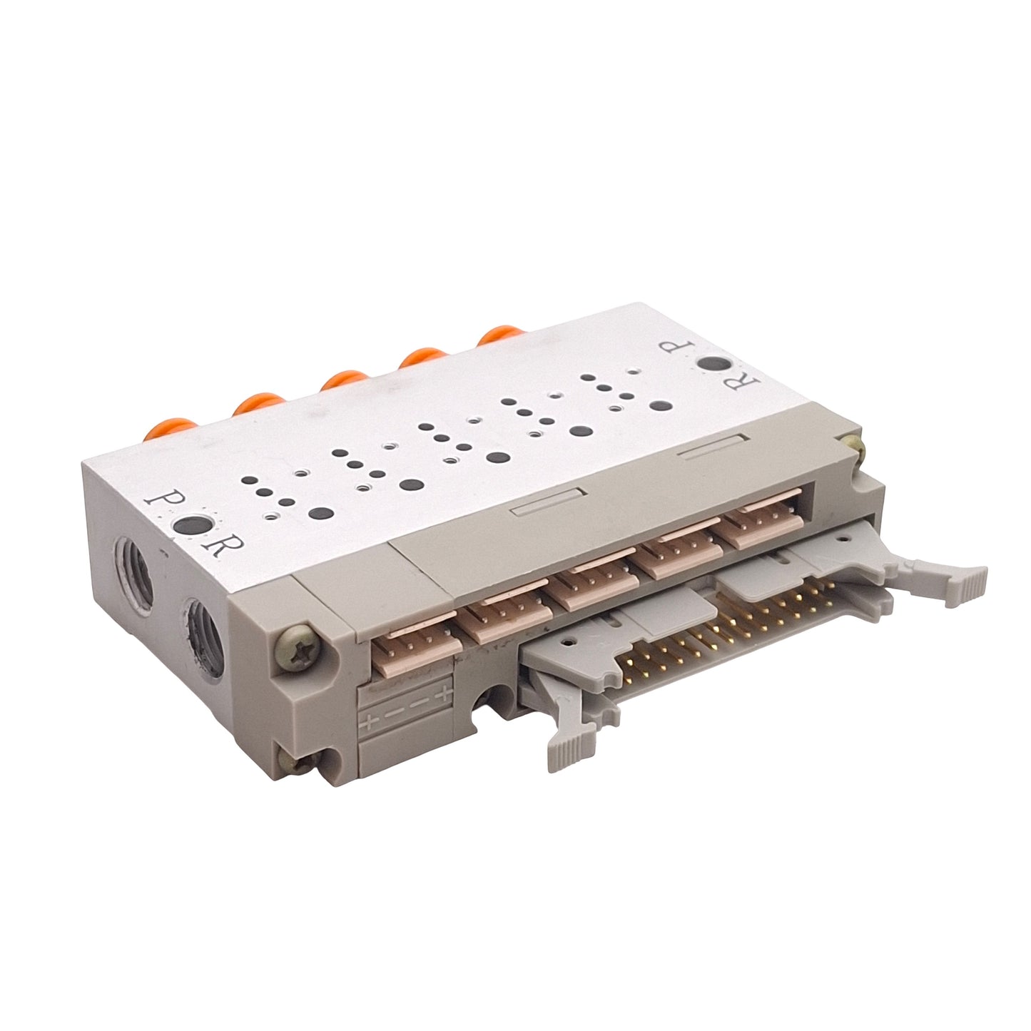 Used SMC SS5YJ3-32P-05-C4 Pneumatic Manifold, Flat Ribbon, 5-Station, ø4mm One-Touch