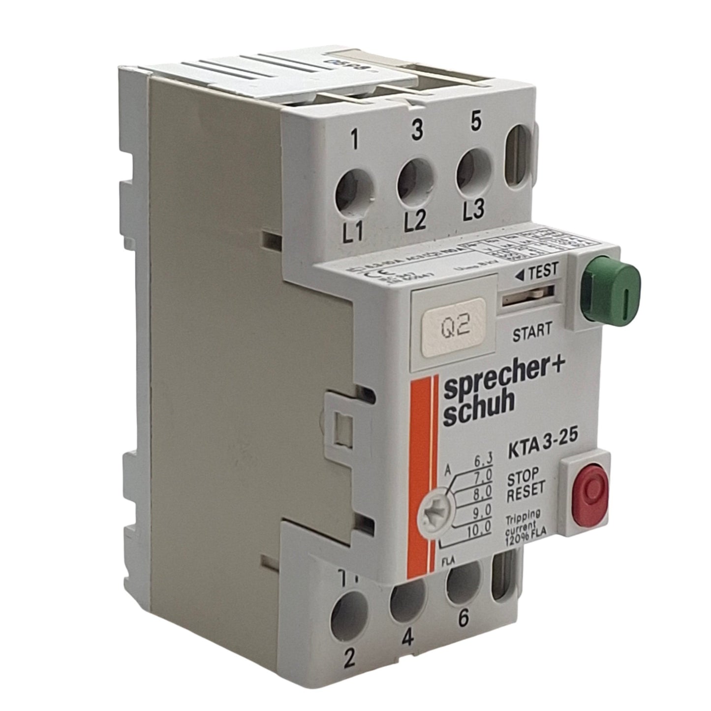 Used Sprecher+Schuh KTA3-25-10A Circuit Breaker 3-Poles, 600V, 6.3A to 10A