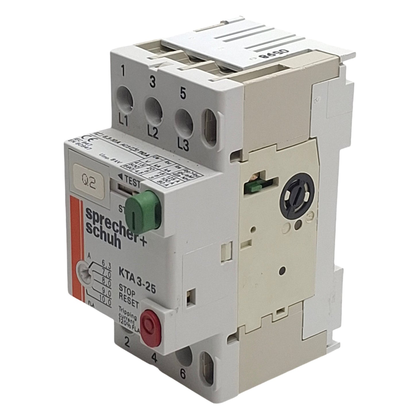 Used Sprecher+Schuh KTA3-25-10A Circuit Breaker 3-Poles, 600V, 6.3A to 10A