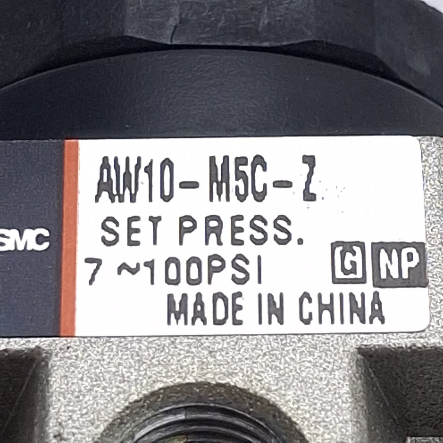 Used SMC AW10-M5C-Z Pneumatic Filter Regulator, 7-100psi Set, 145psi Max, 5µm, M5x0.8