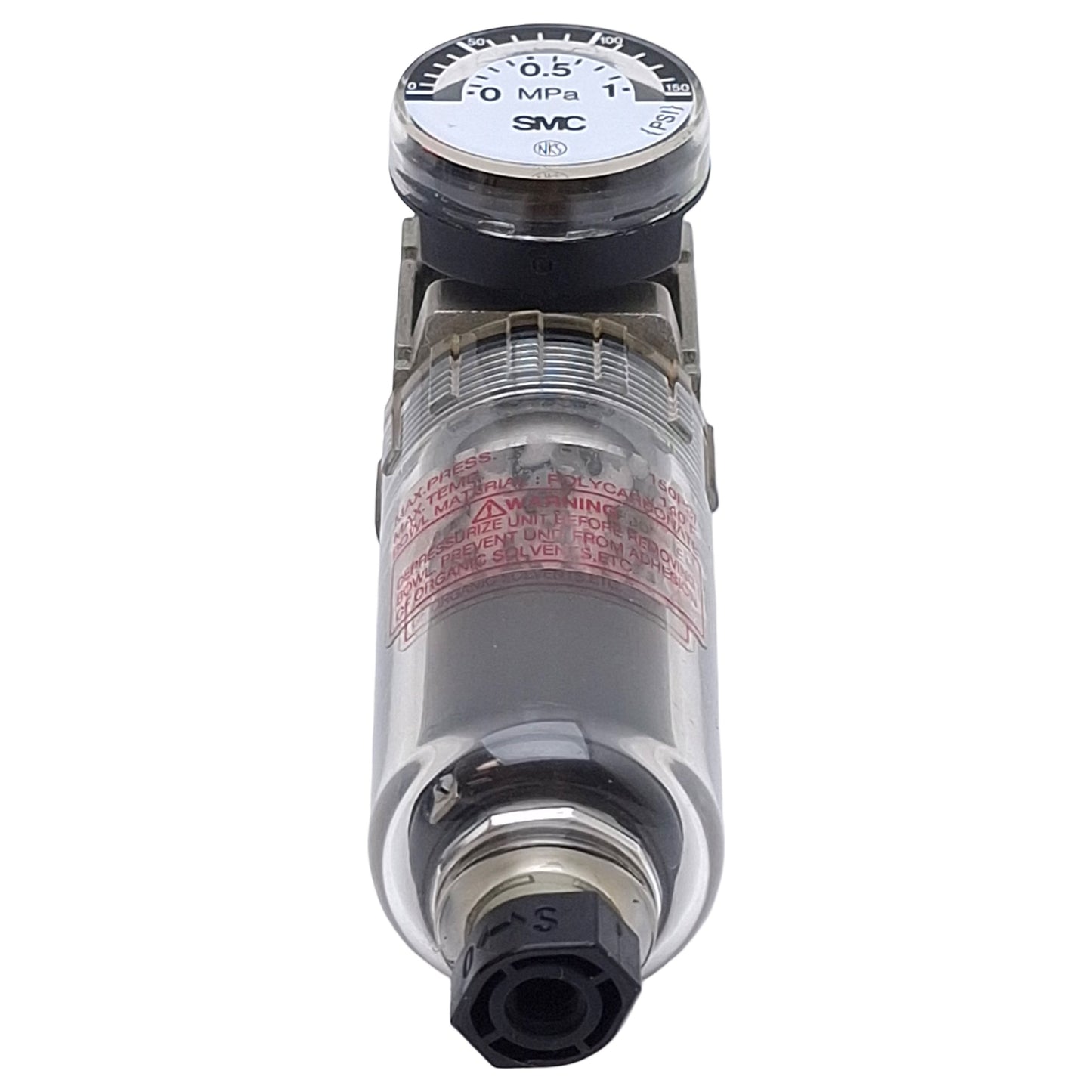 Used SMC AW10-M5C-Z Pneumatic Filter Regulator, 7-100psi Set, 145psi Max, 5µm, M5x0.8