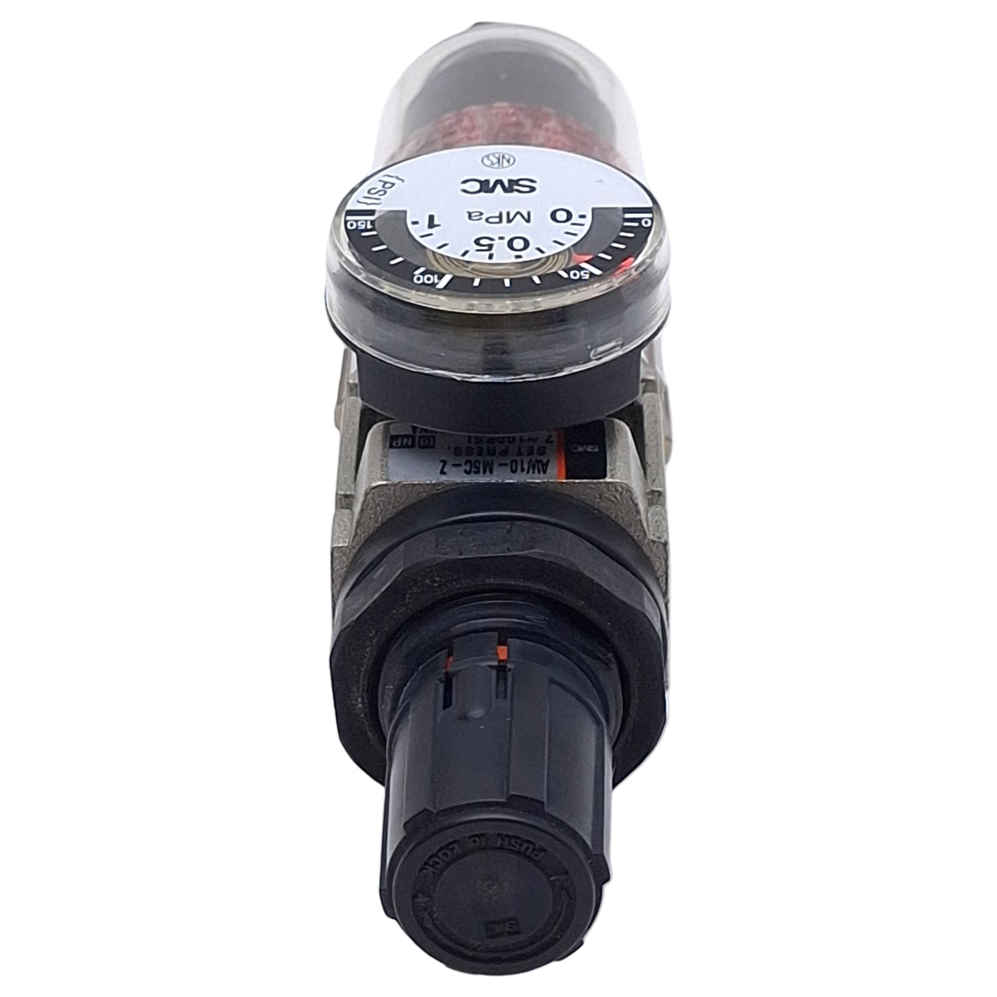 Used SMC AW10-M5C-Z Pneumatic Filter Regulator, 7-100psi Set, 145psi Max, 5µm, M5x0.8