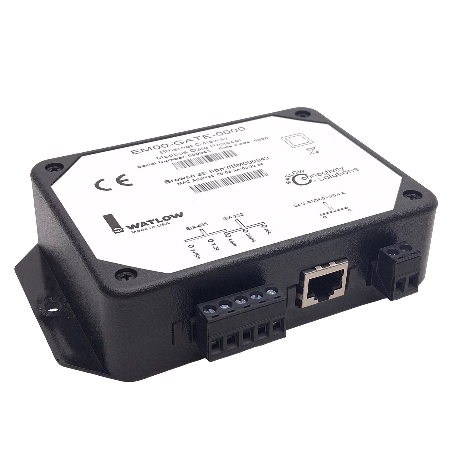 Used Watlow EM00-GATE-0000 Ethernet Gateway, Modbus, EIA-232/485, RJ45, 24VAC/DC
