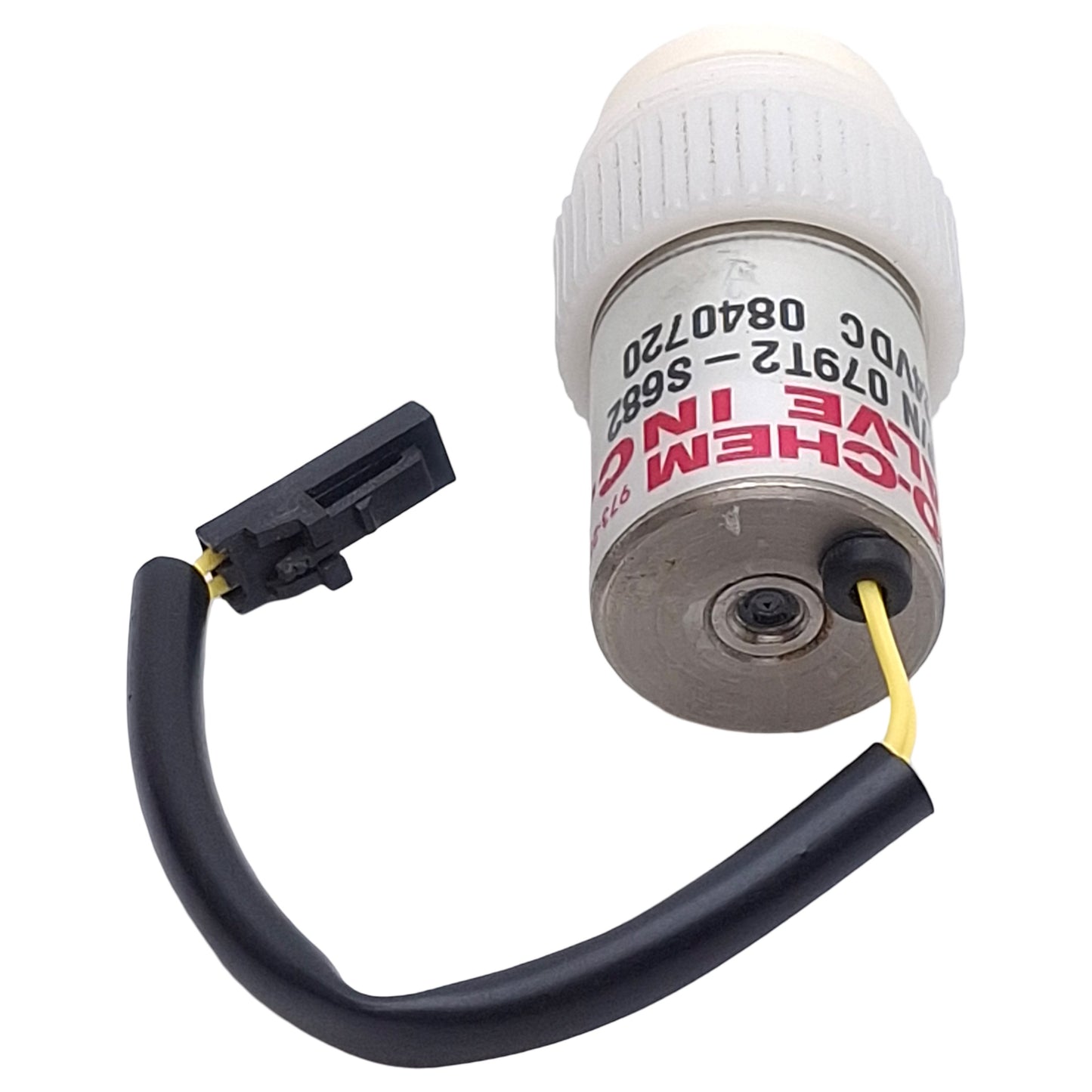Used Bio-Chem Valve 079T2-S682 Isolation Valve, 1/4"-28UNF, 19µl, 20psi, 24VDC Coil