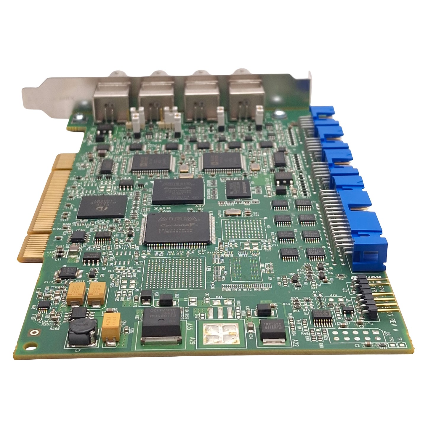 Used Matrox MOR/2VD/84* Morphis Frame Grabber Card, PCI, 4x BNC, 3x 10-Pin, 30-Pin