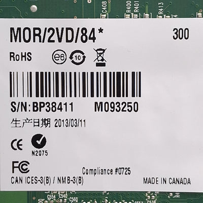 Used Matrox MOR/2VD/84* Morphis Frame Grabber Card, PCI, 4x BNC, 3x 10-Pin, 30-Pin