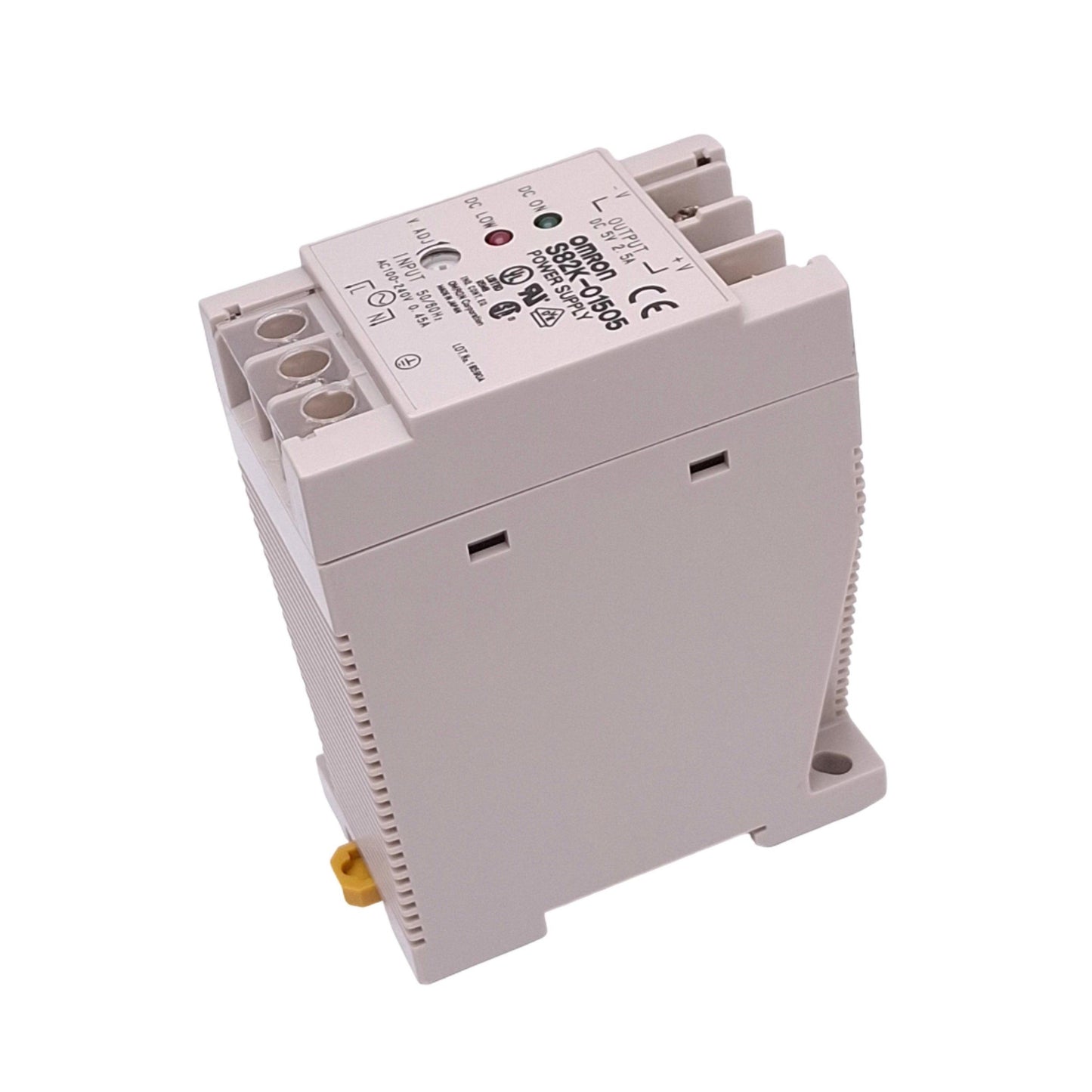 Used Omron S82K-01505 Power Supply, 100-240VAC In, 5VDC 2.5A Out, 15W Max