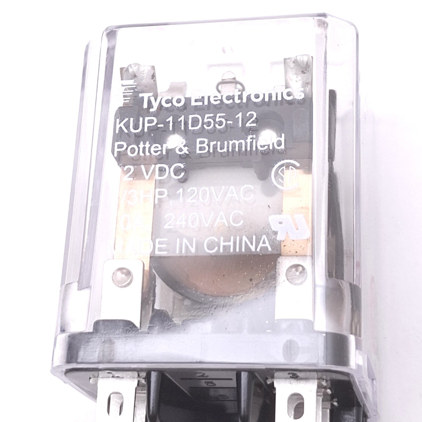 Used Potter & Brumfield KUP-11D55-12 Plug-In Relay, DPDT 8-Pin, 10A Max, 12VDC Coil