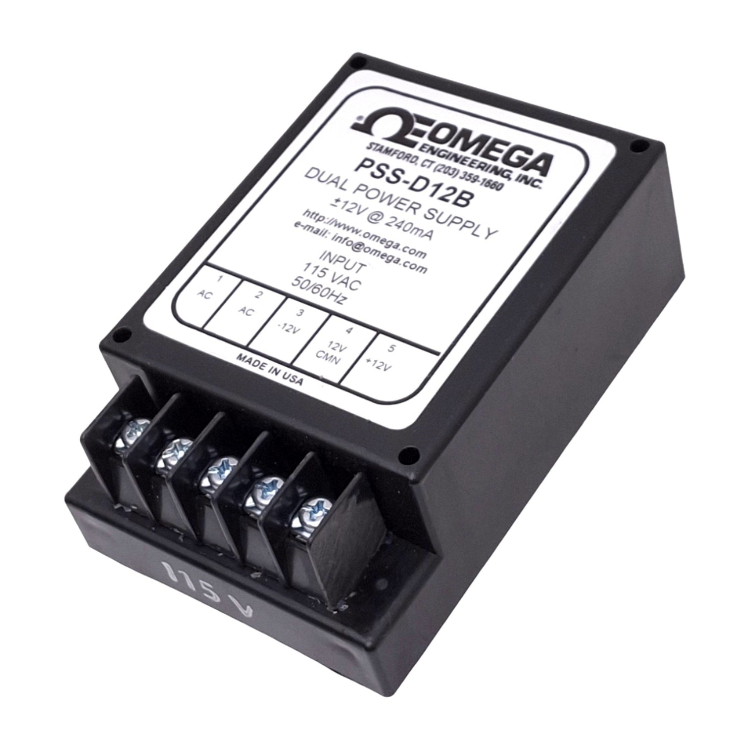 Used Omega Engineering PSS-D12B Dual Power Supply, 115VAC In, +-12VDC 240mA Out