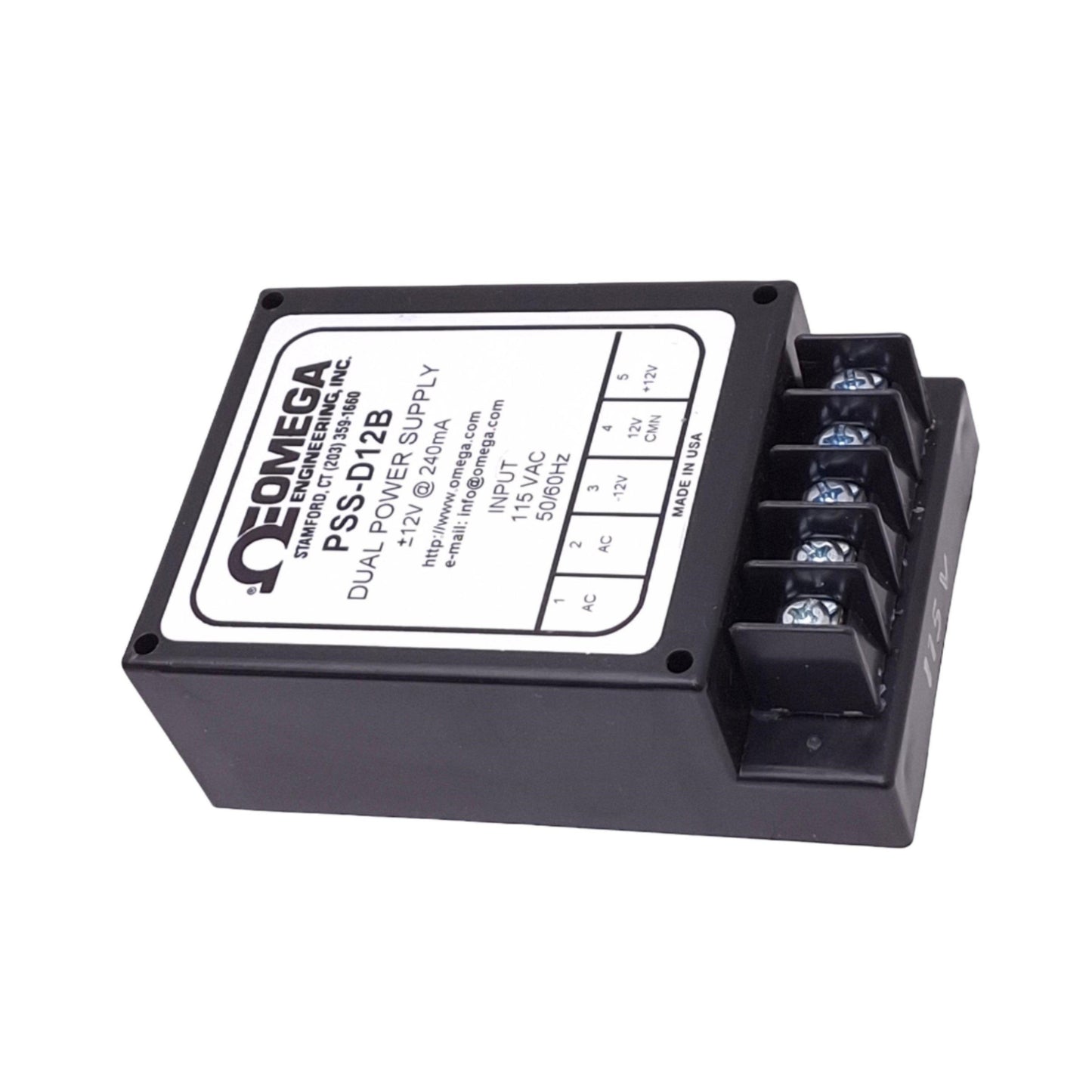Used Omega Engineering PSS-D12B Dual Power Supply, 115VAC In, +-12VDC 240mA Out