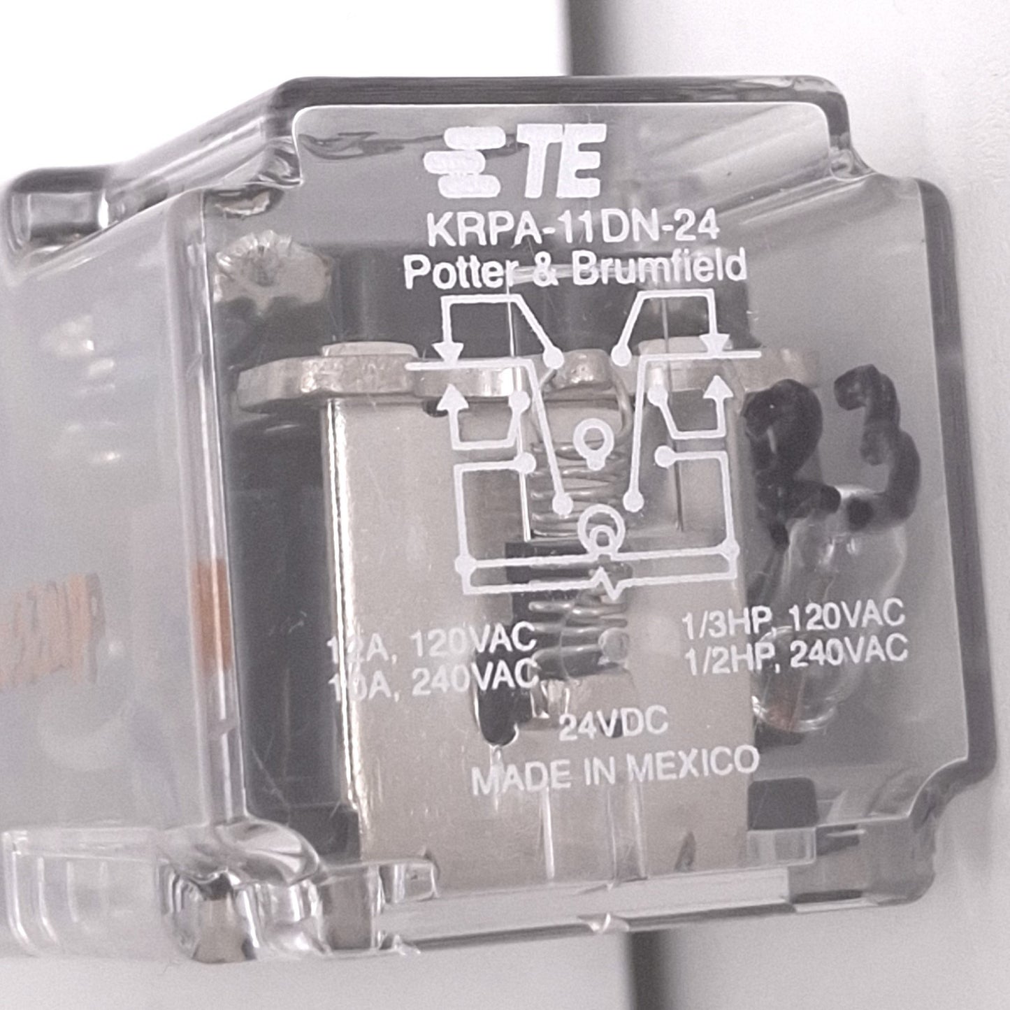 Used Potter & Brumfield KRPA-11DN-24 Plug-In Relay, DPDT 8-Pin, 10A Max, 24VDC Coil