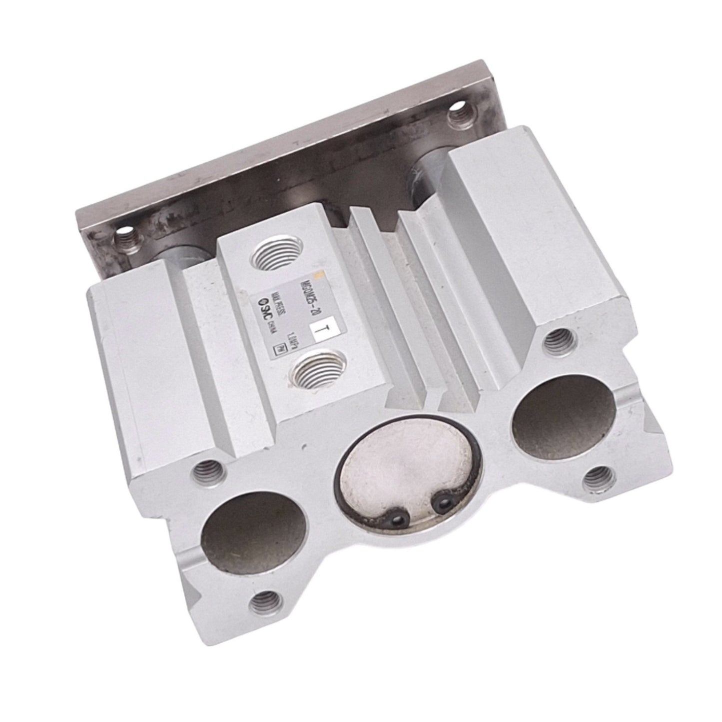 Used SMC MGQM25-20 Compact Guided Cylinder, 25mm Bore, 20mm Stroke, Rc 1/8, 1.0MPa