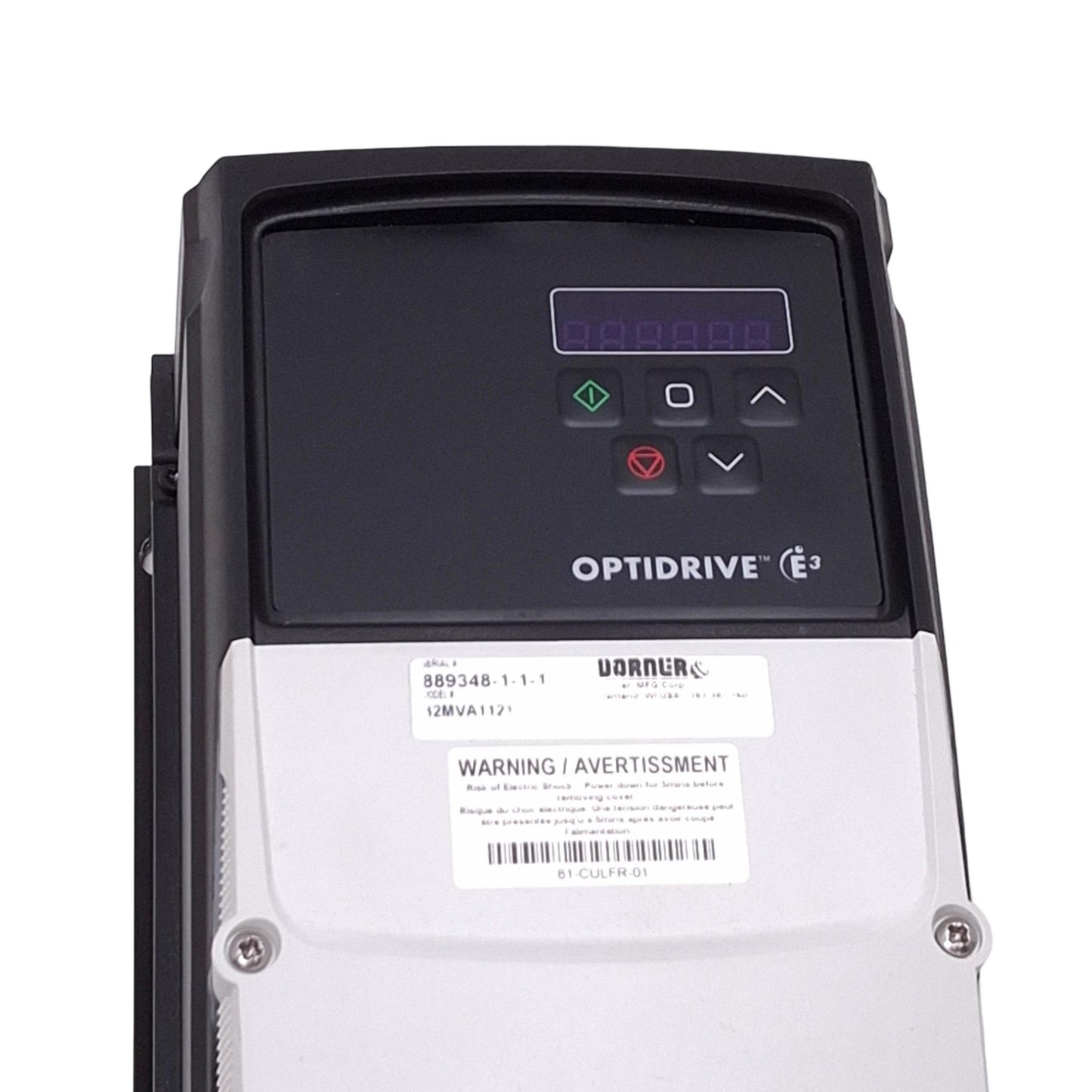 Used Invertek ODE-3-110043-101A Optidrive E3 VFD, 3ph 0-230VAC 0-500Hz, 0.75kW Max