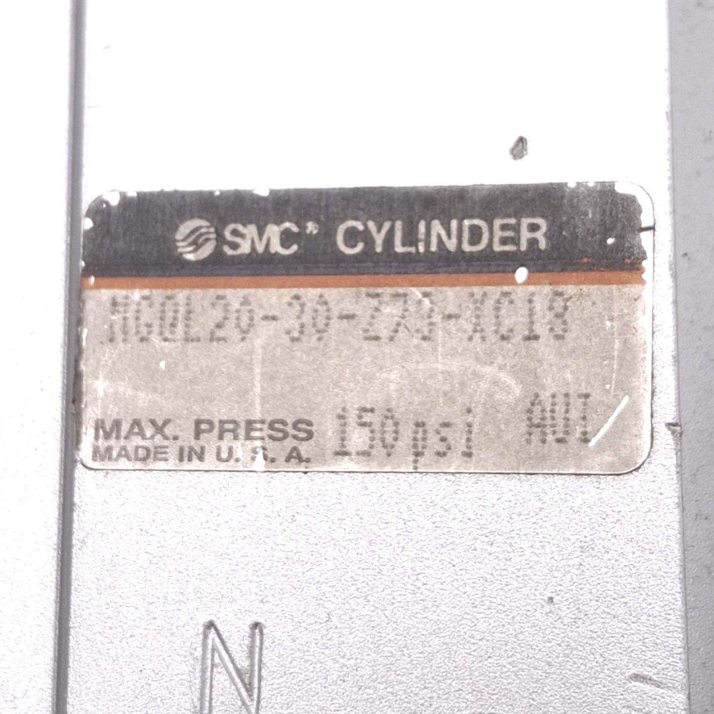 Used SMC MGQL20-30-Z73-XC13 Guided Cylinder, 20mm Bore, 30mm Stroke, Rc 1/8in, 1.0MPa